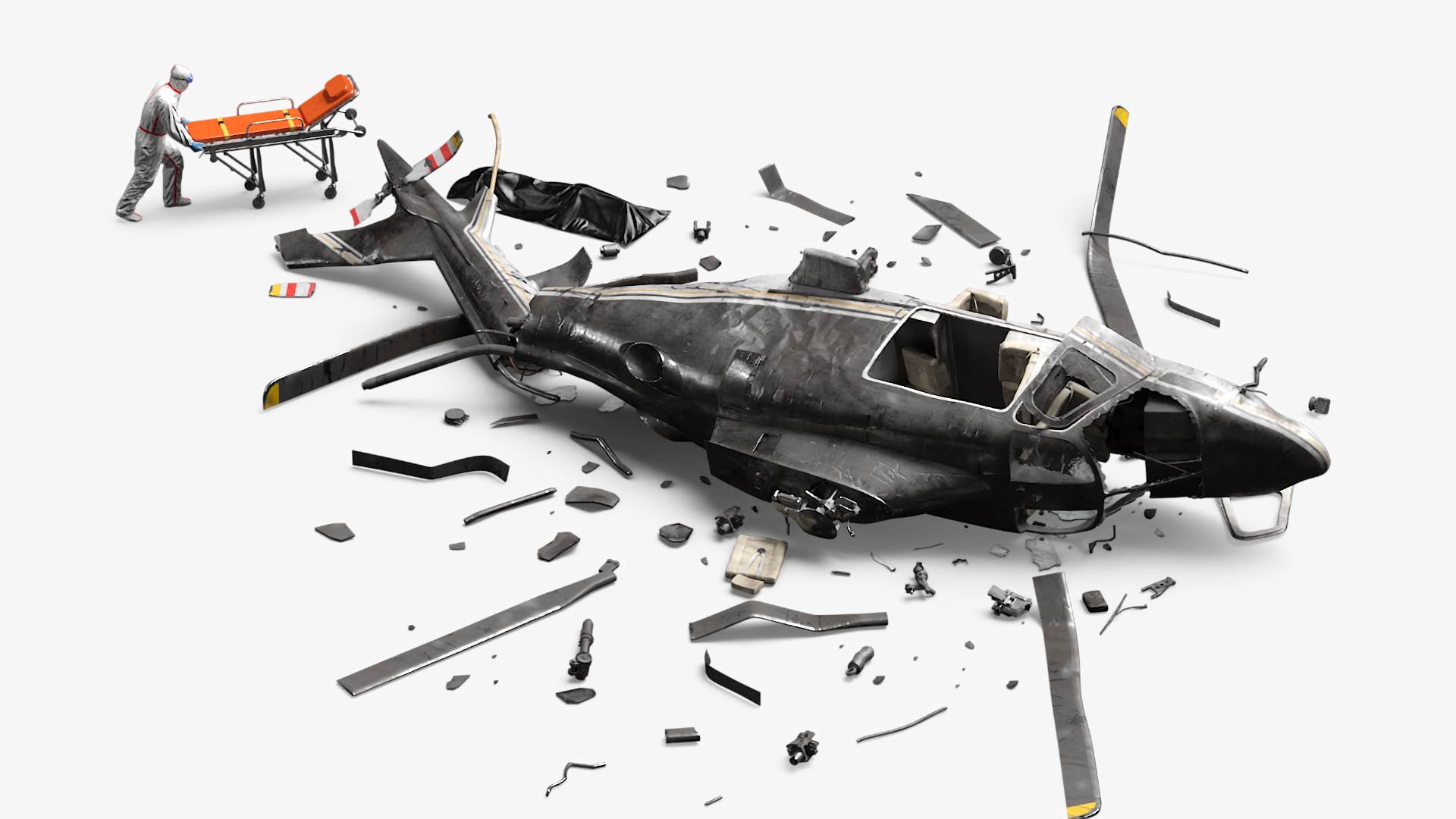 Helicopter Crash with Casualties 3D