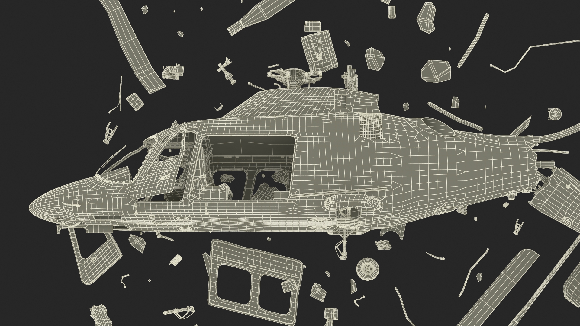 Helicopter Crash with Casualties 3D