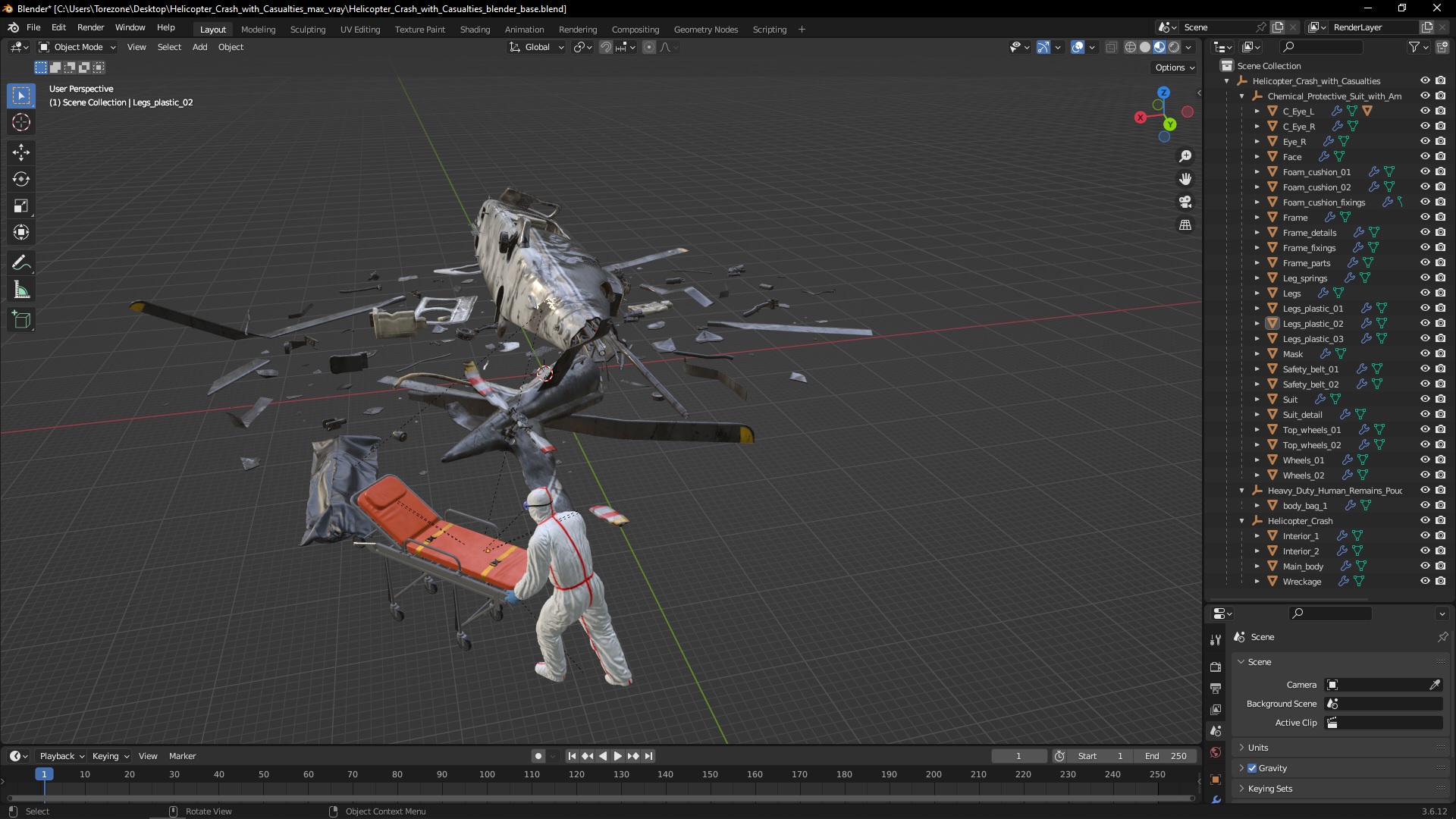 Helicopter Crash with Casualties 3D