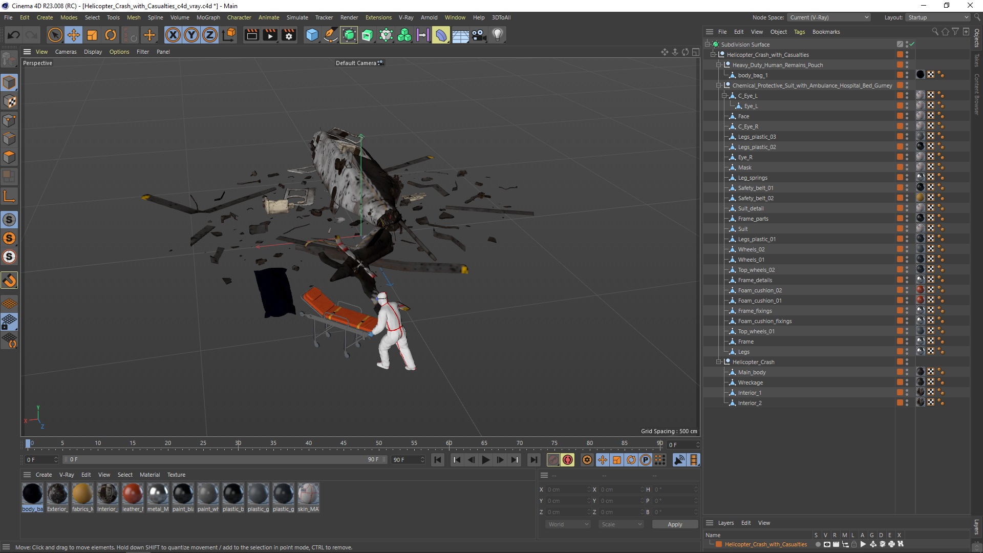 Helicopter Crash with Casualties 3D