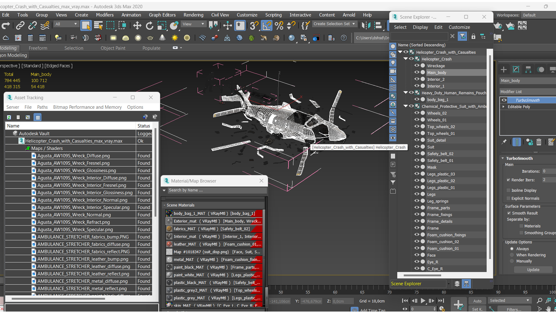Helicopter Crash with Casualties 3D