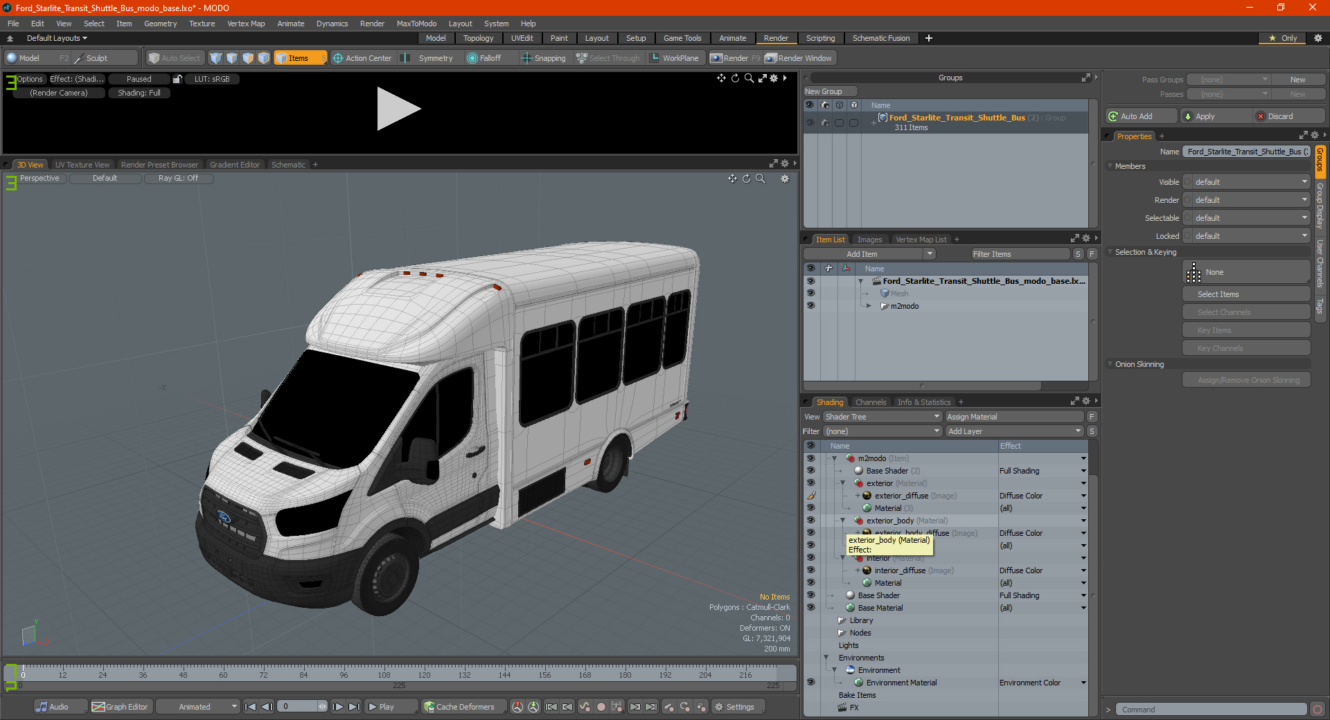 3D Ford Starlite Transit Shuttle Bus model