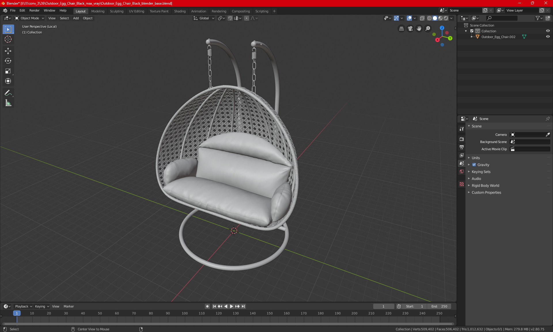 3D model Garden Hanging Egg Chair White