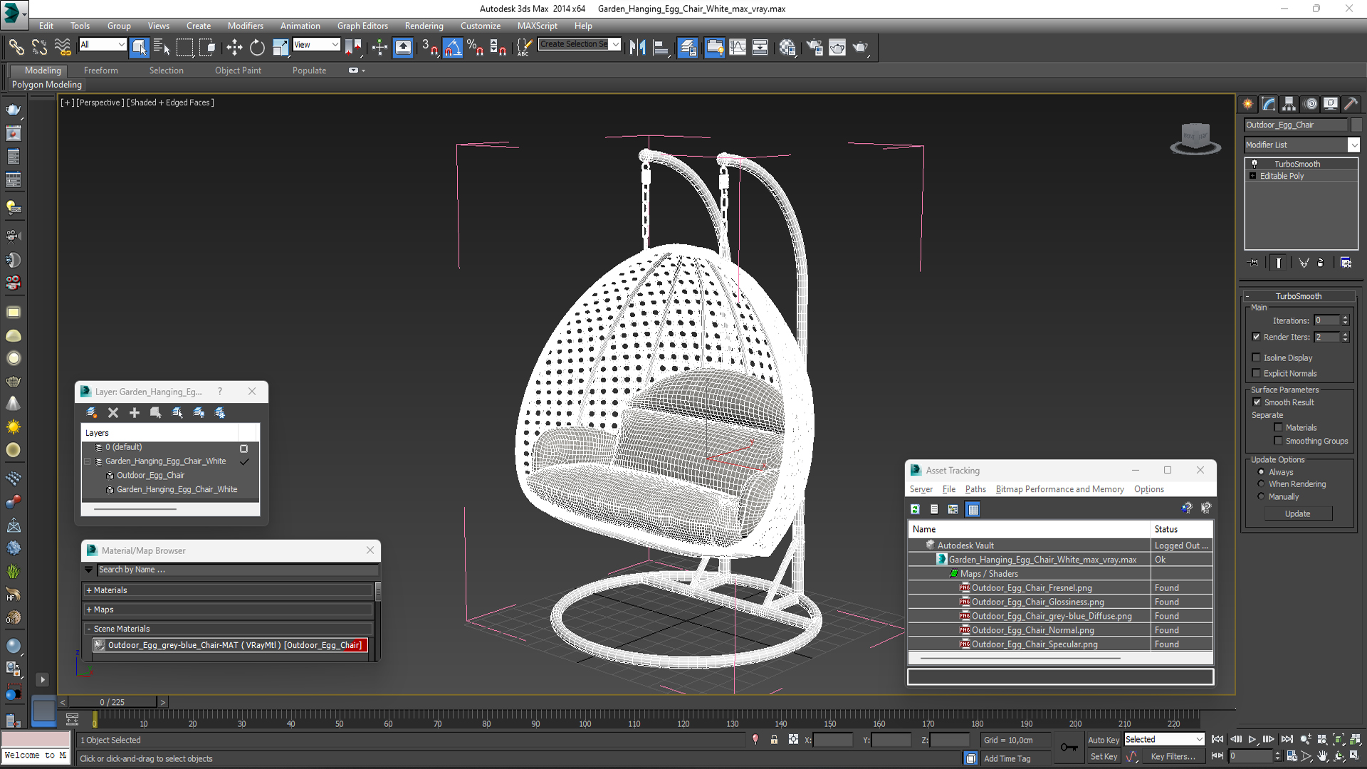 3D model Garden Hanging Egg Chair White