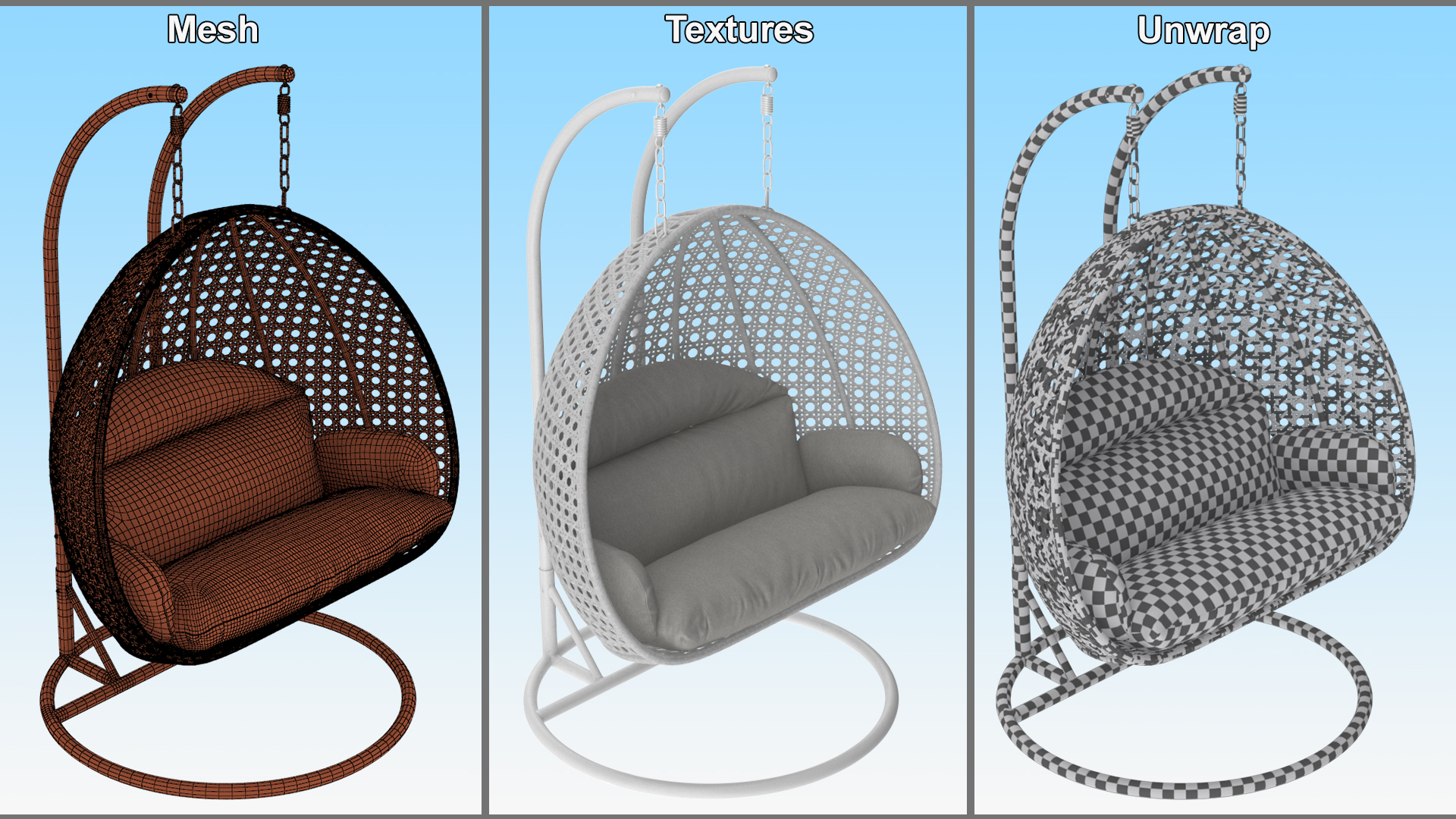 3D model Garden Hanging Egg Chair White