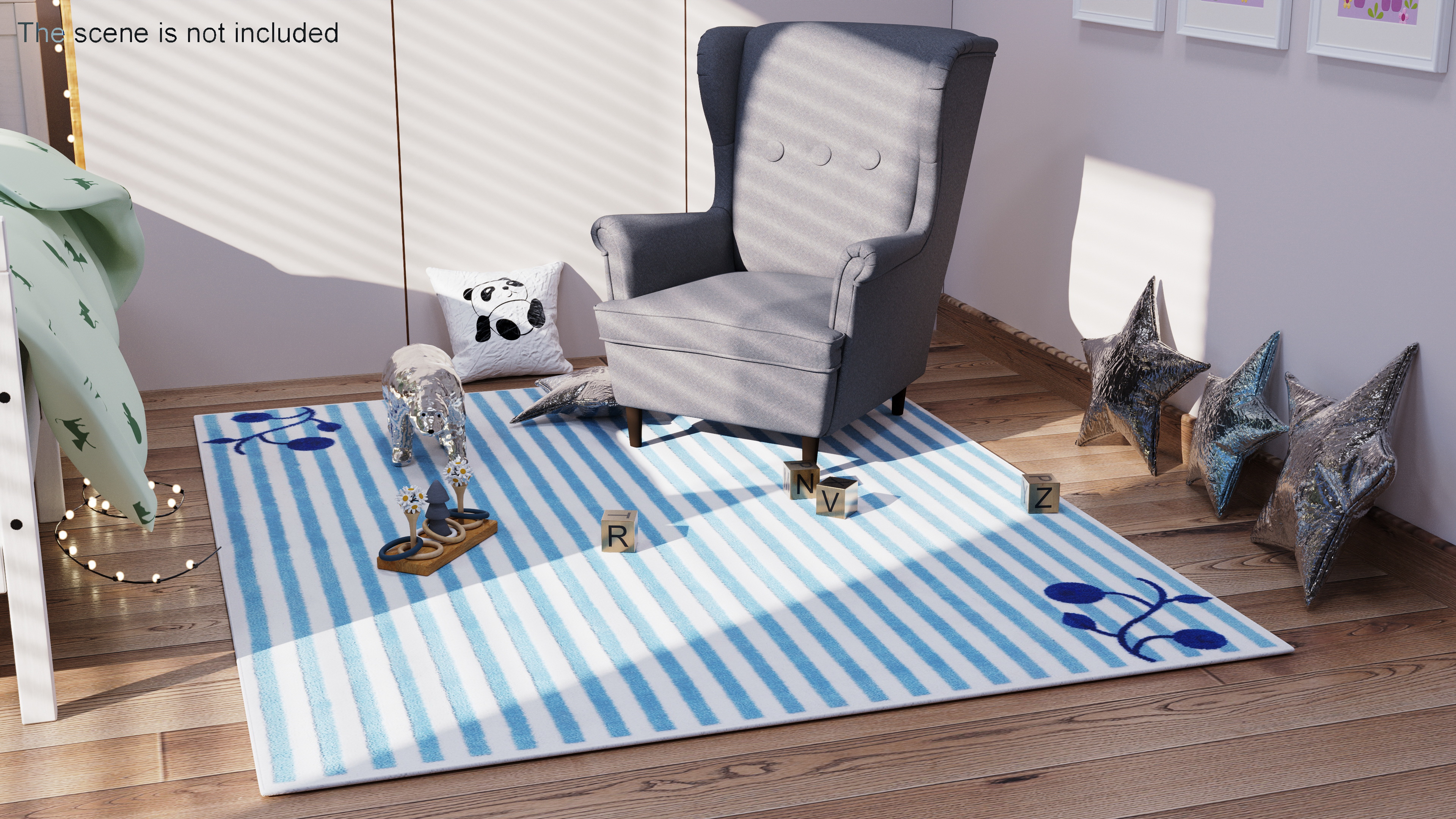 Rug for Children Room IKEA GULSPARV Stripe Blue 3D