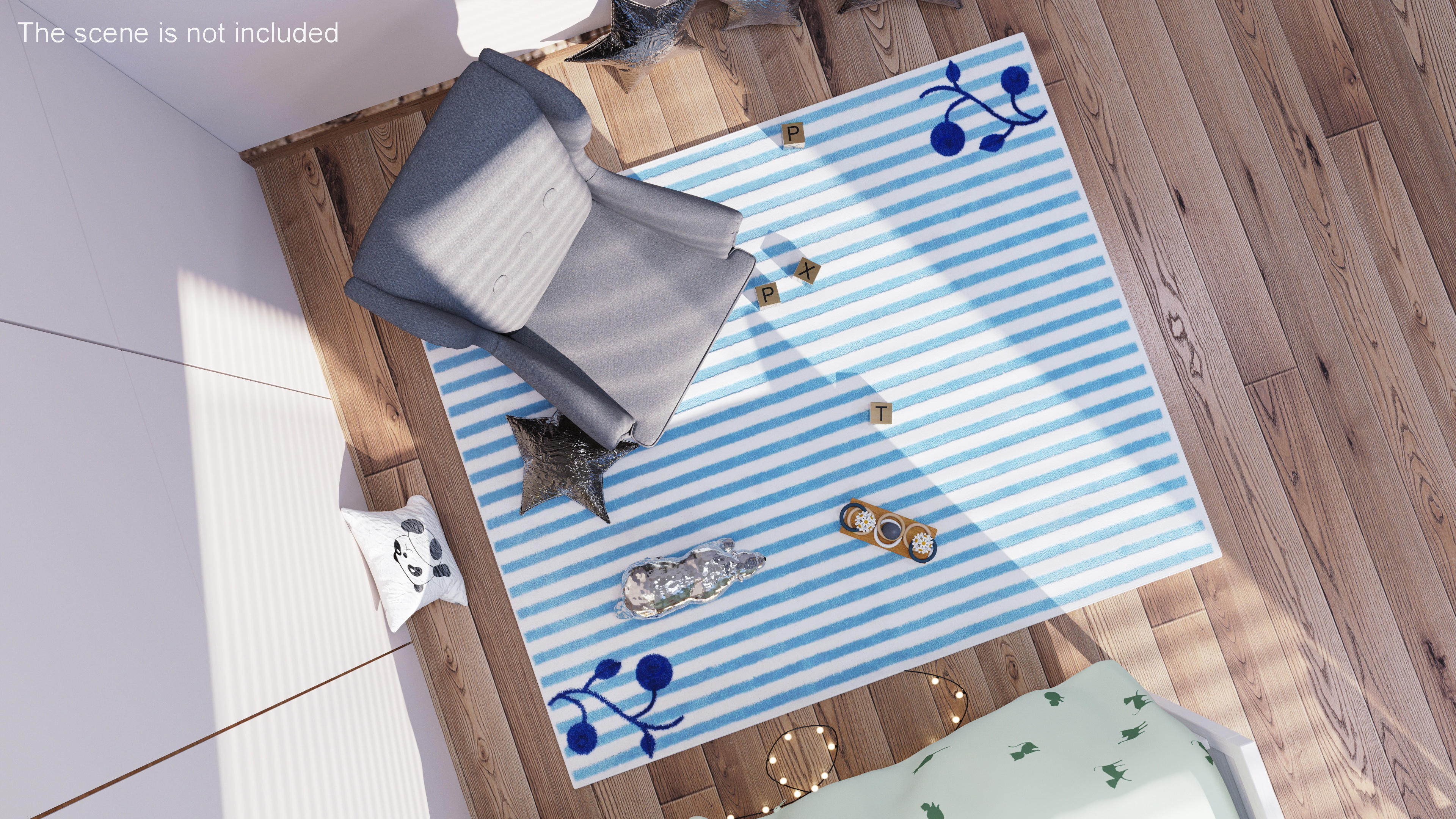 Rug for Children Room IKEA GULSPARV Stripe Blue 3D