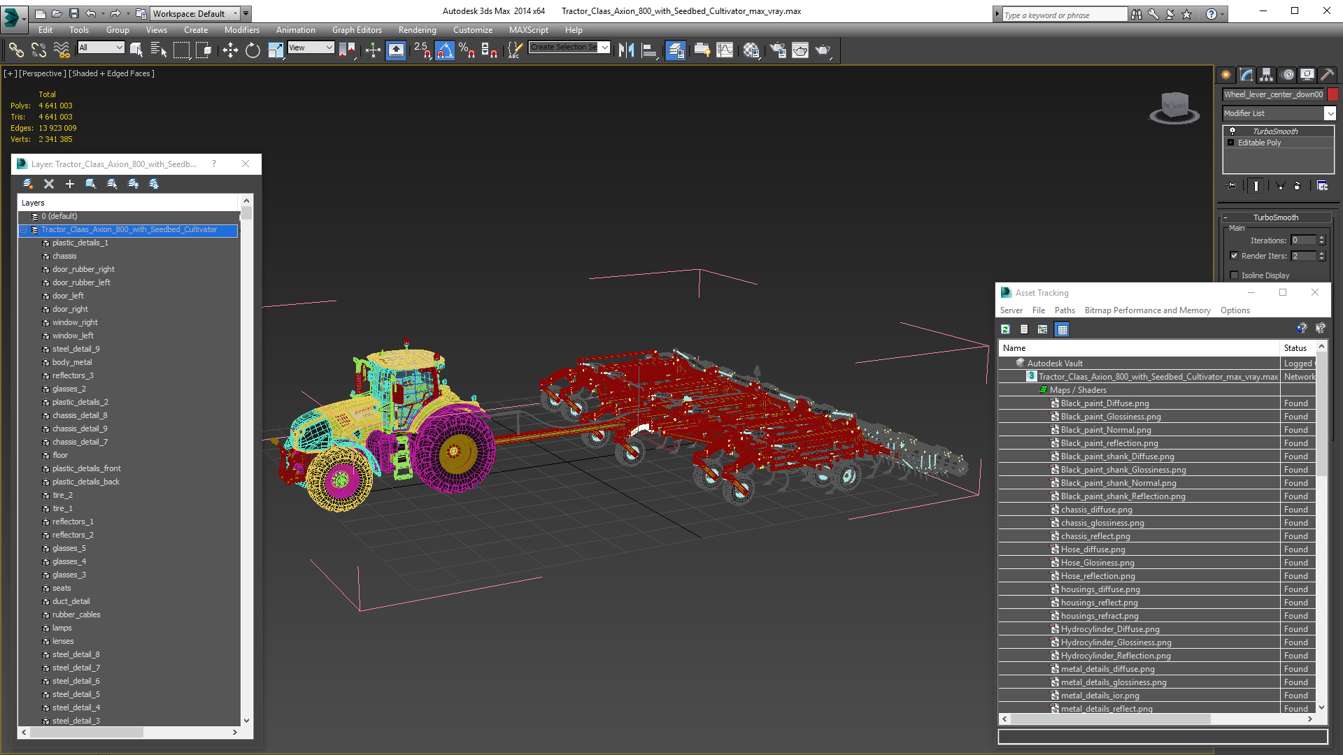 Tractor Claas Axion 800 with Seedbed Cultivator 3D