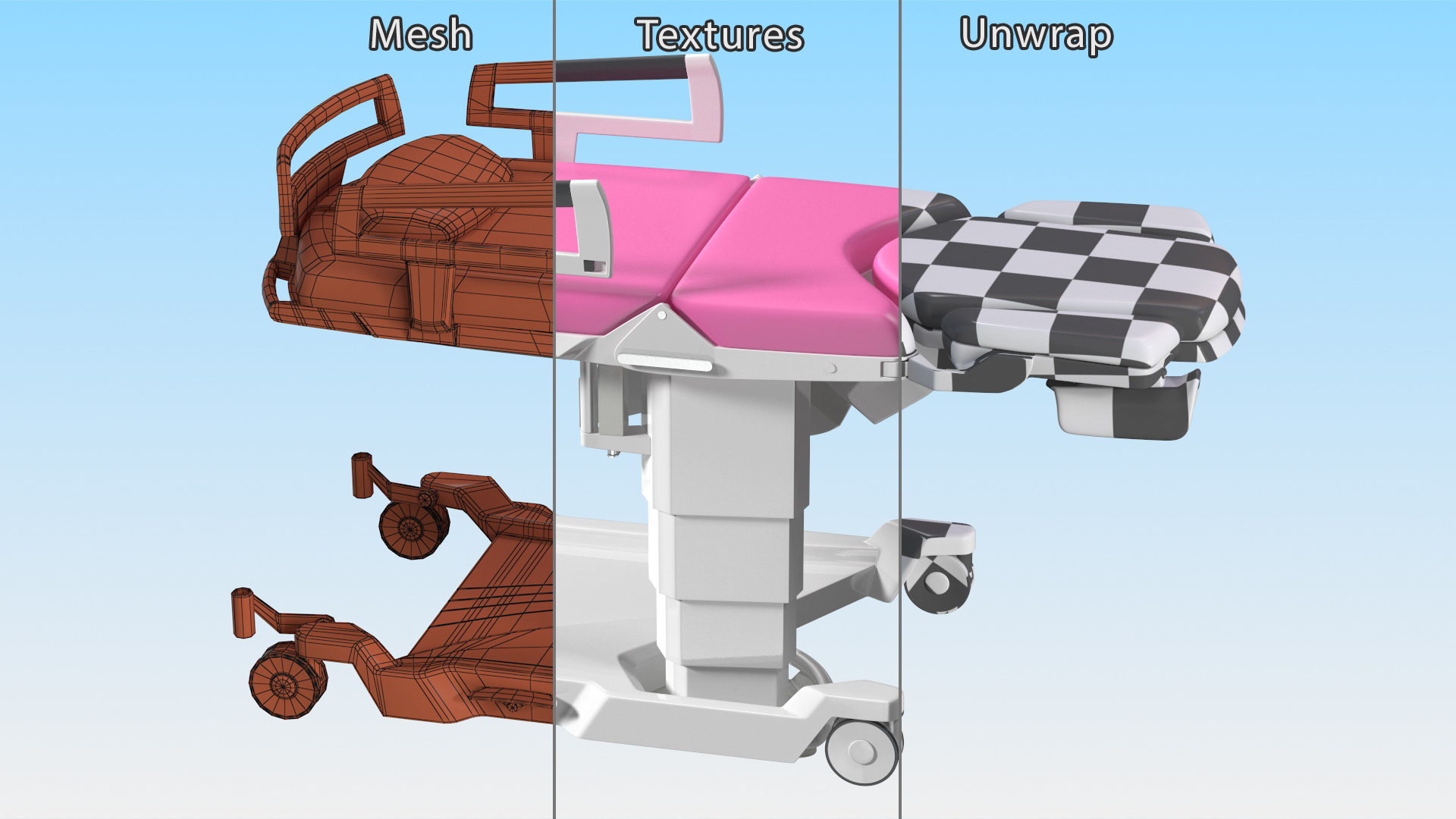 Childbirth Bed AVE 2 Pink Rigged 3D