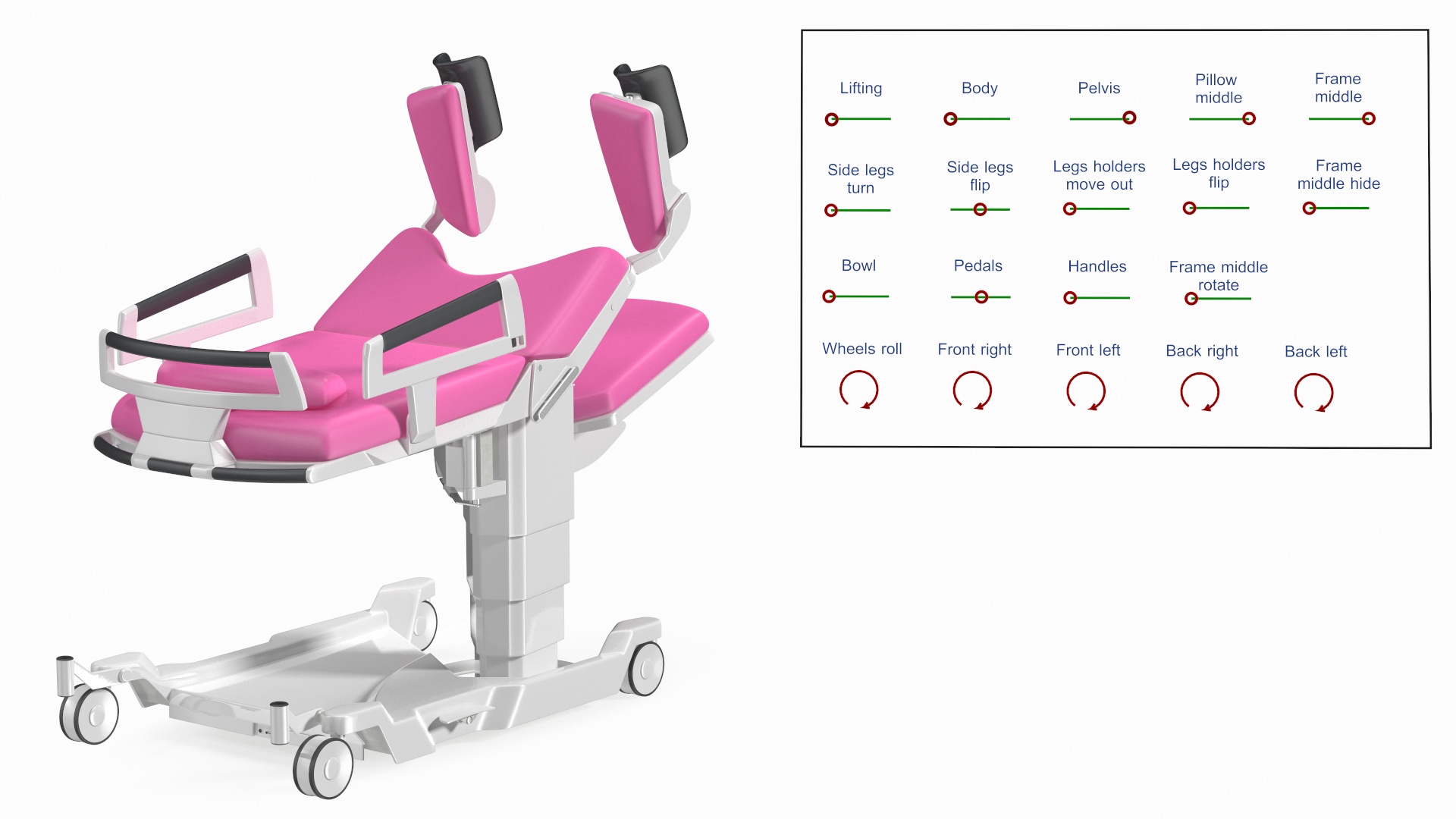 Childbirth Bed AVE 2 Pink Rigged 3D