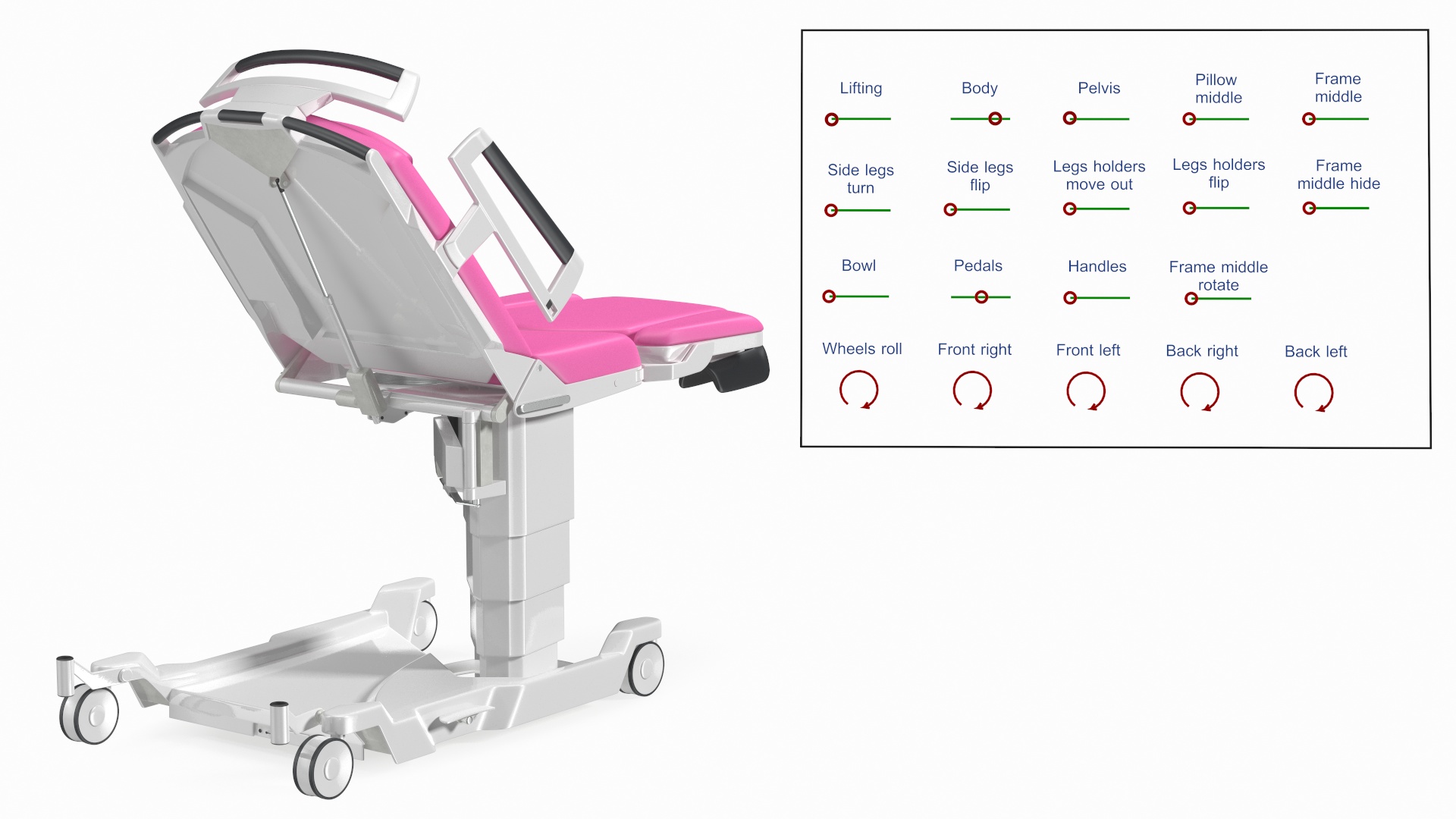 Childbirth Bed AVE 2 Pink Rigged 3D