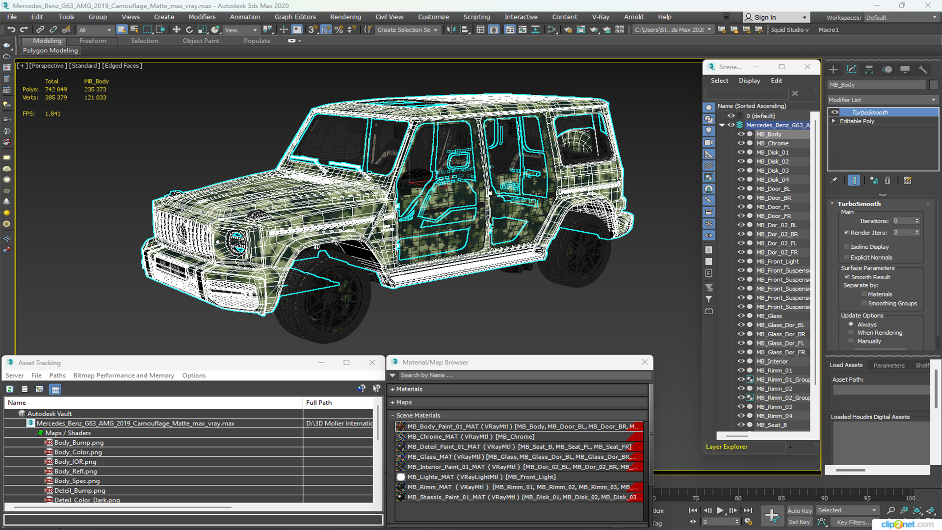 3D Mercedes-Benz G63 AMG 2019 Camouflage Matte model