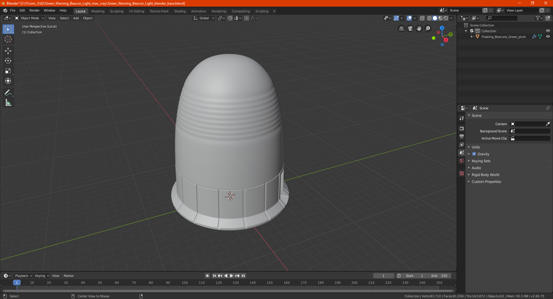 3D Green Warning Beacon Light