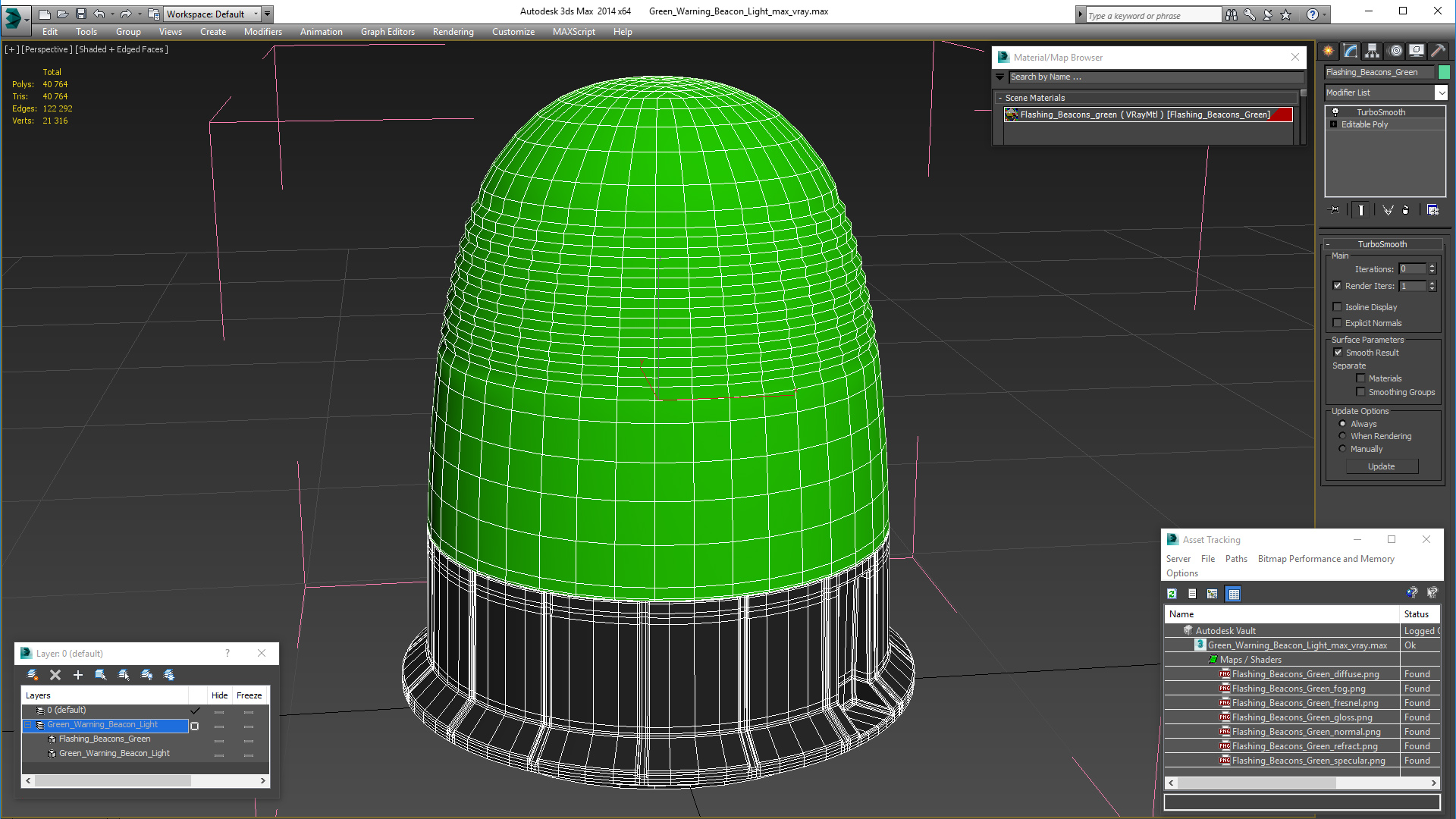 3D Green Warning Beacon Light