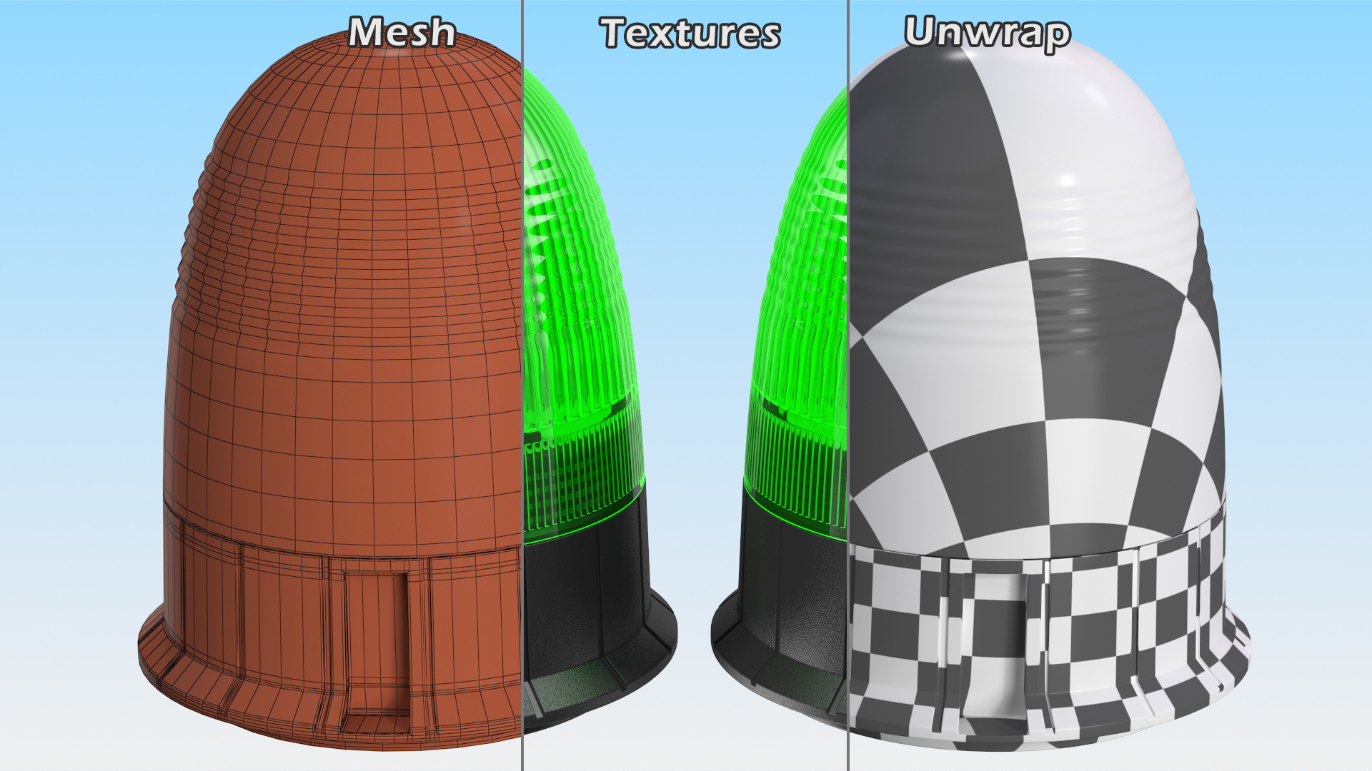 3D Green Warning Beacon Light