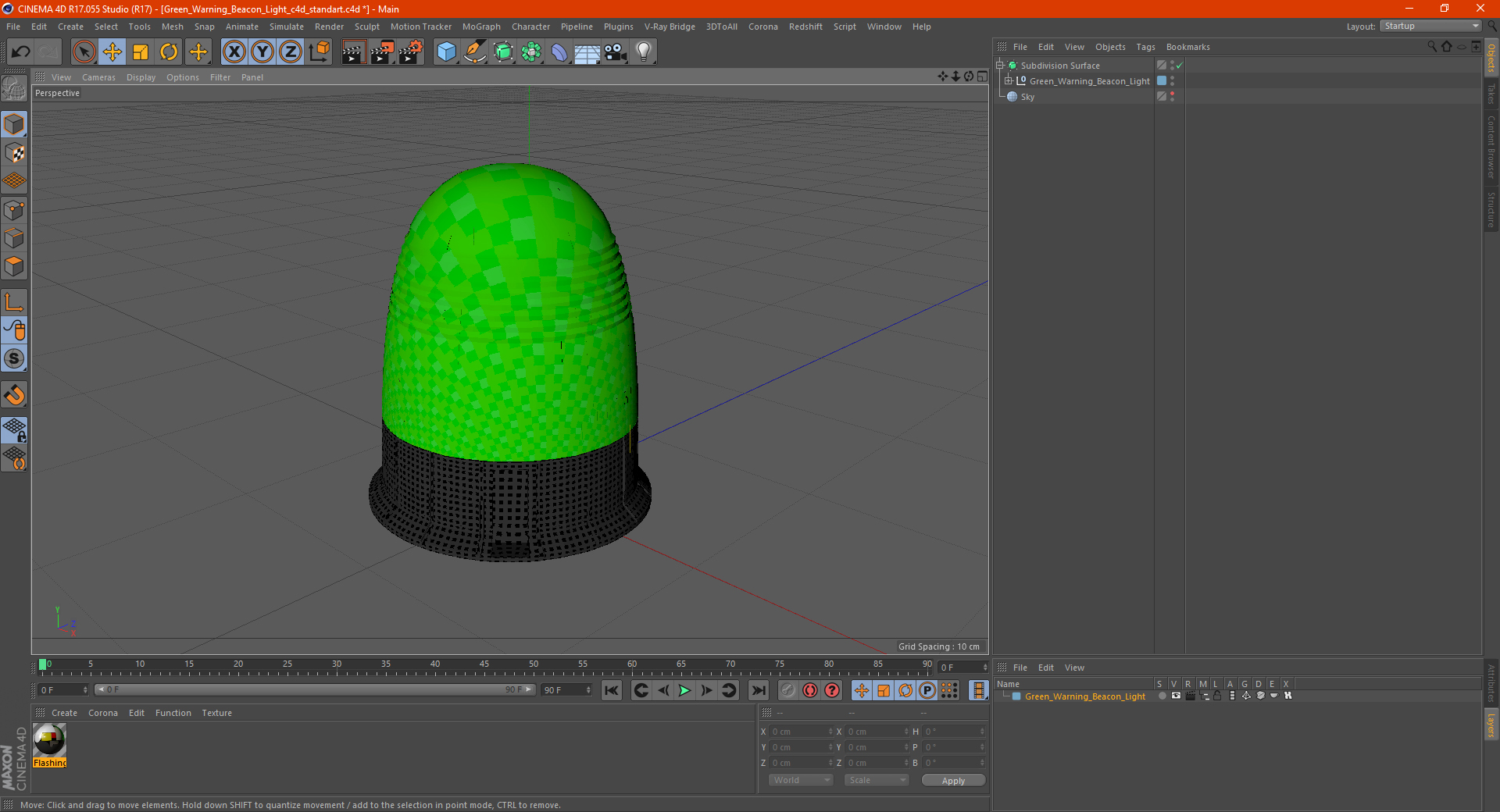 3D Green Warning Beacon Light