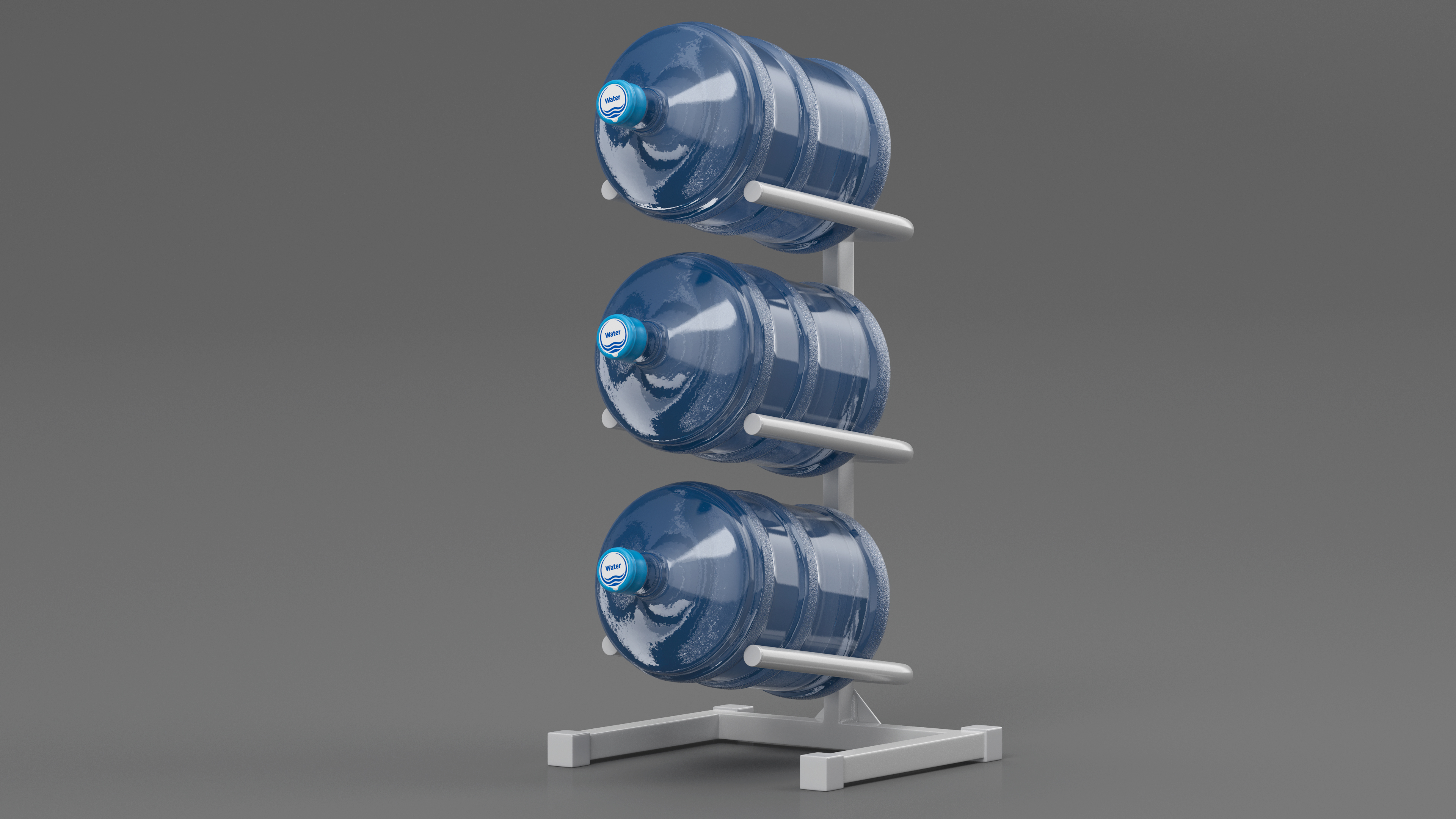 3 Tier Water Jug Rack White 3D