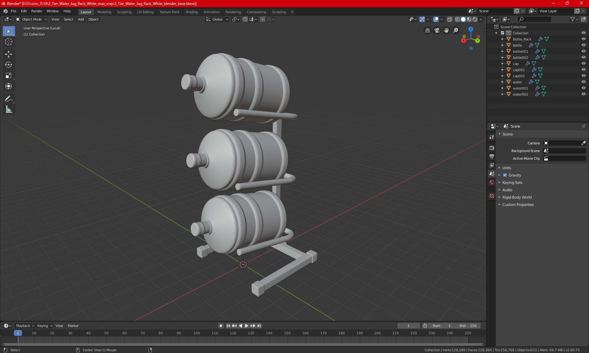3 Tier Water Jug Rack White 3D