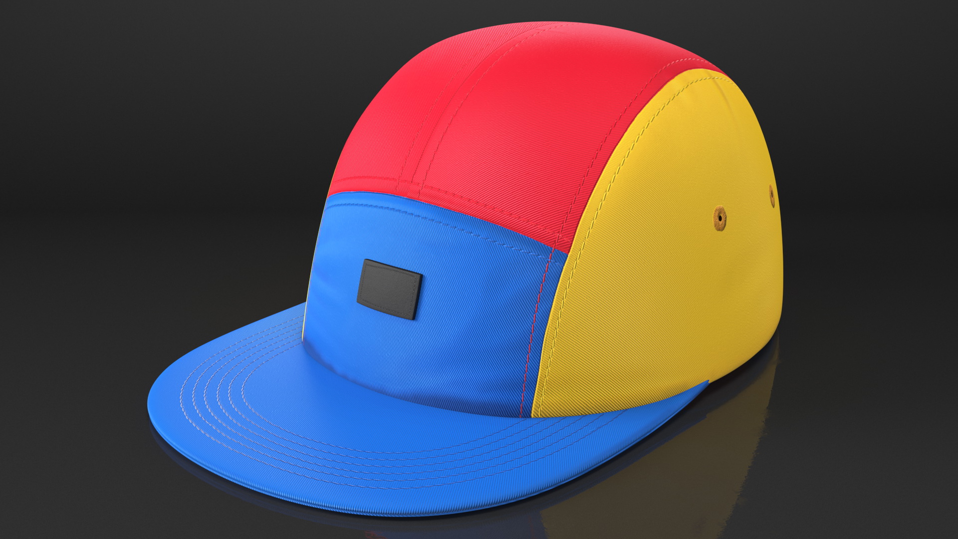 Flat Brim 5 Panel Hat Multicolored 3D model