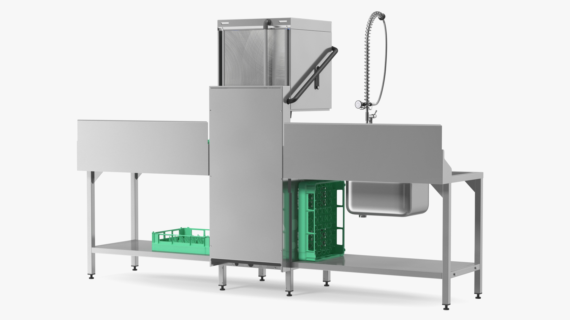 3D model Commercial Dishwasher with Dishes Rigged