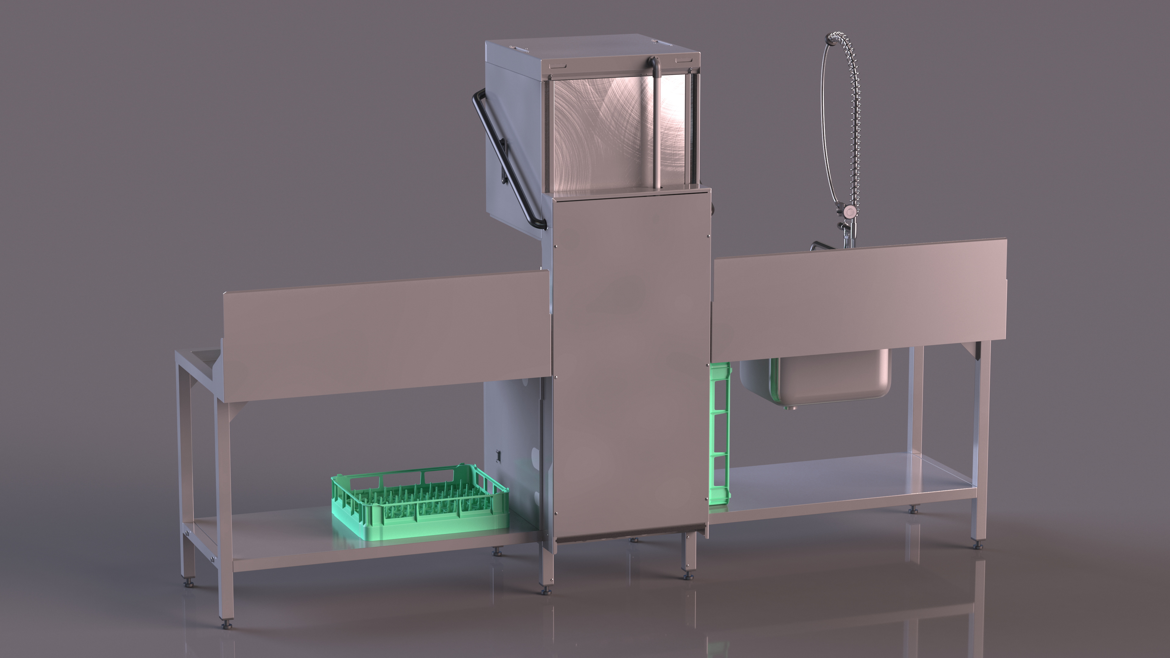3D model Commercial Dishwasher with Dishes Rigged