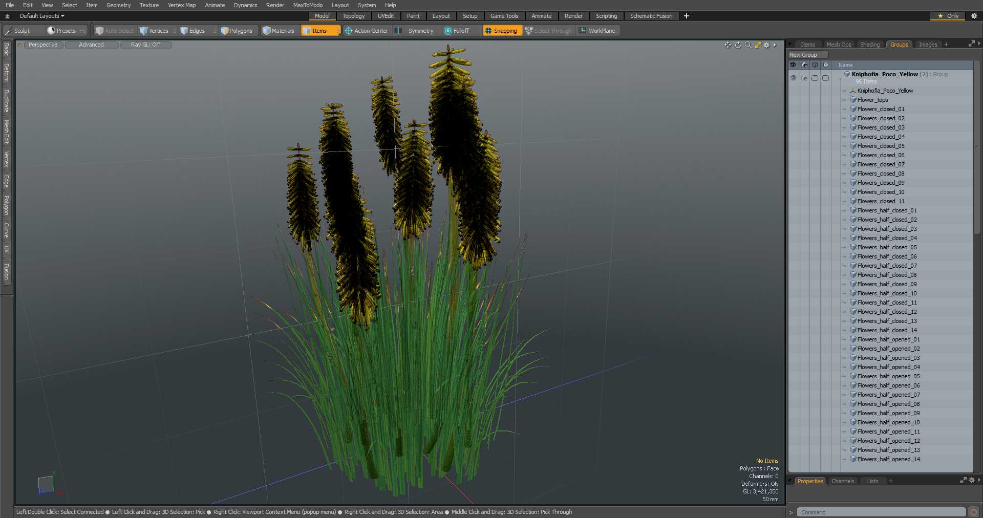 3D Kniphofia Poco Yellow