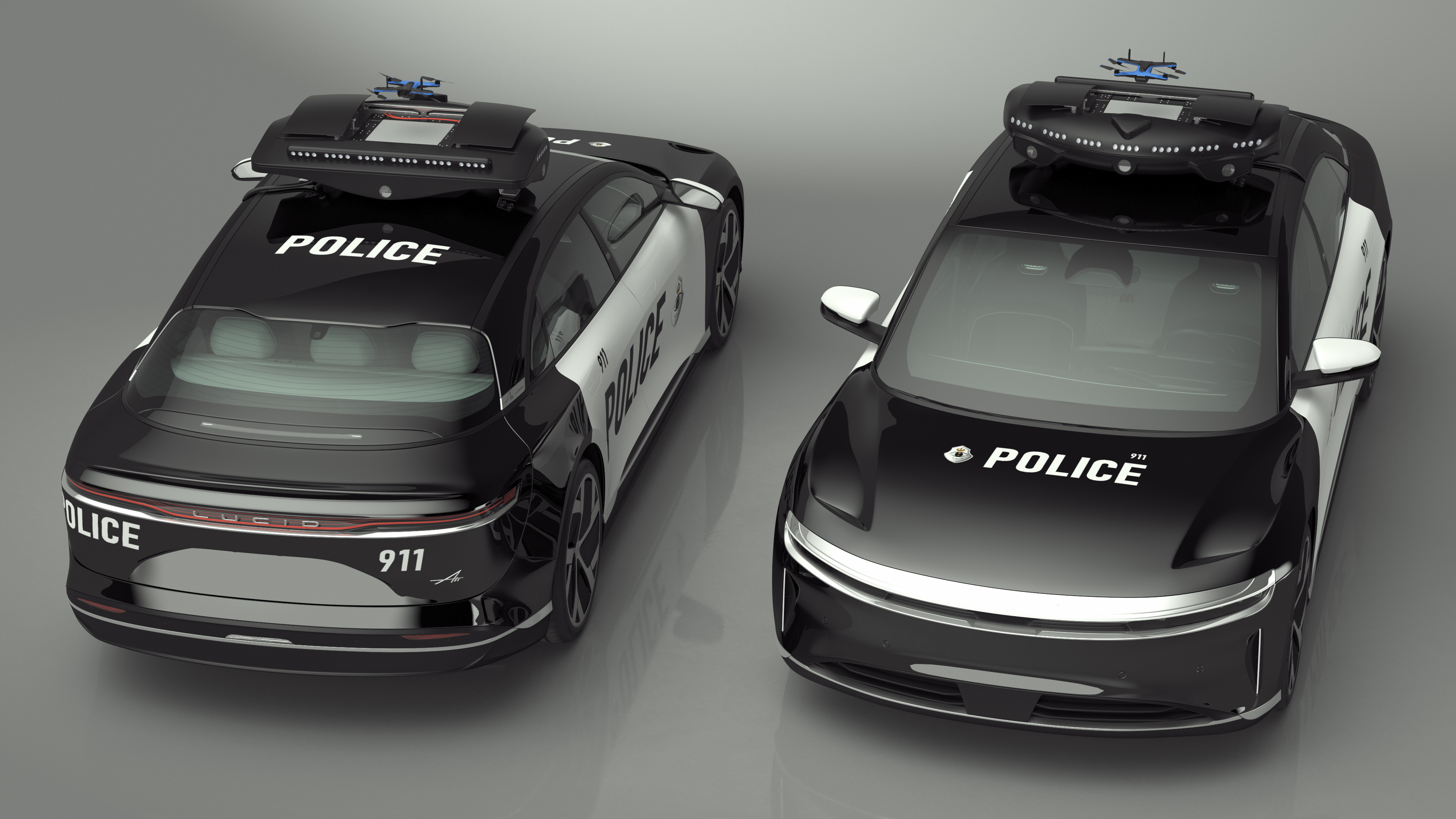 3D Lucid Air Police Car with Drone