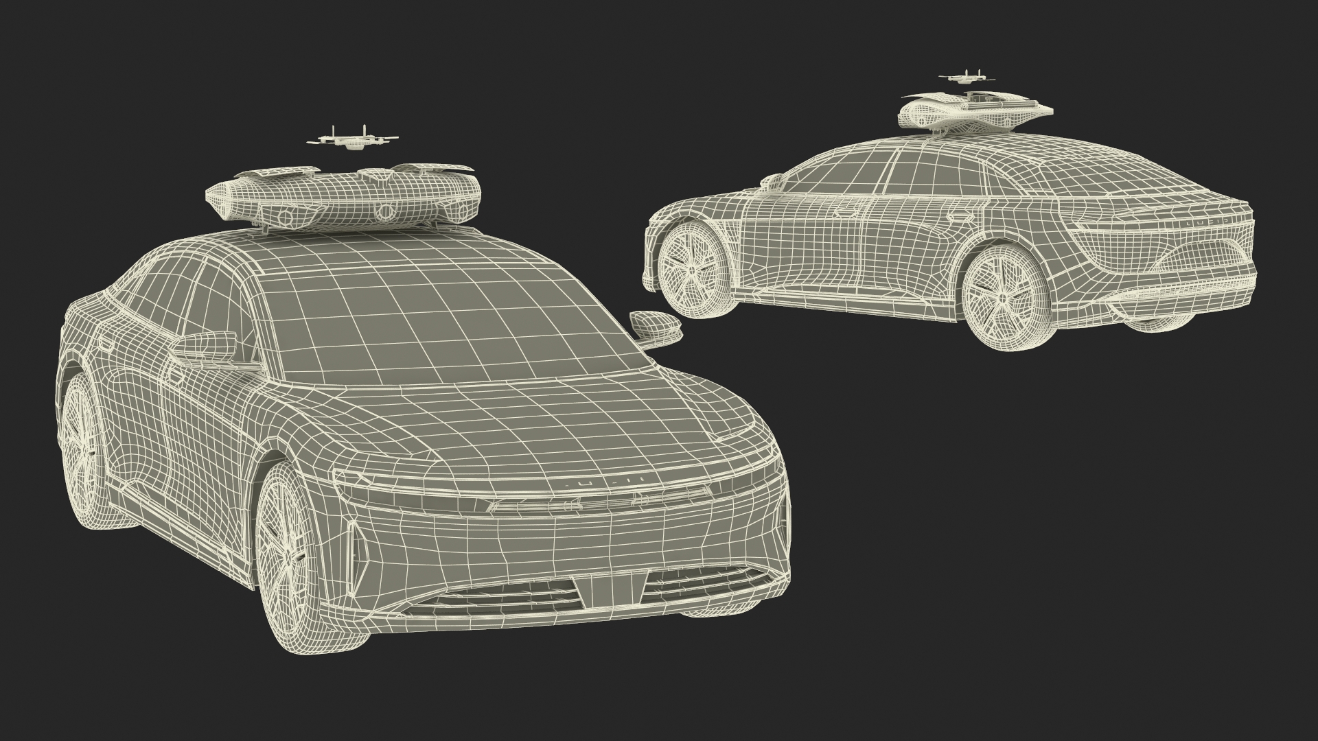 3D Lucid Air Police Car with Drone