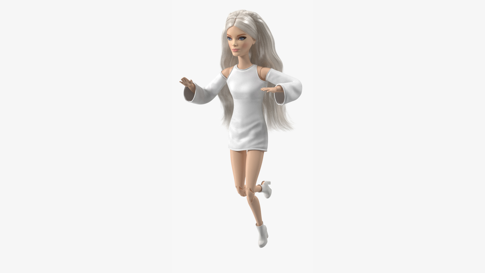 Barbie Doll White Dress Rigged for Maya 3D model