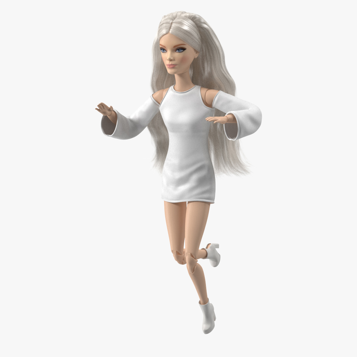 Barbie Doll White Dress Rigged for Maya 3D model