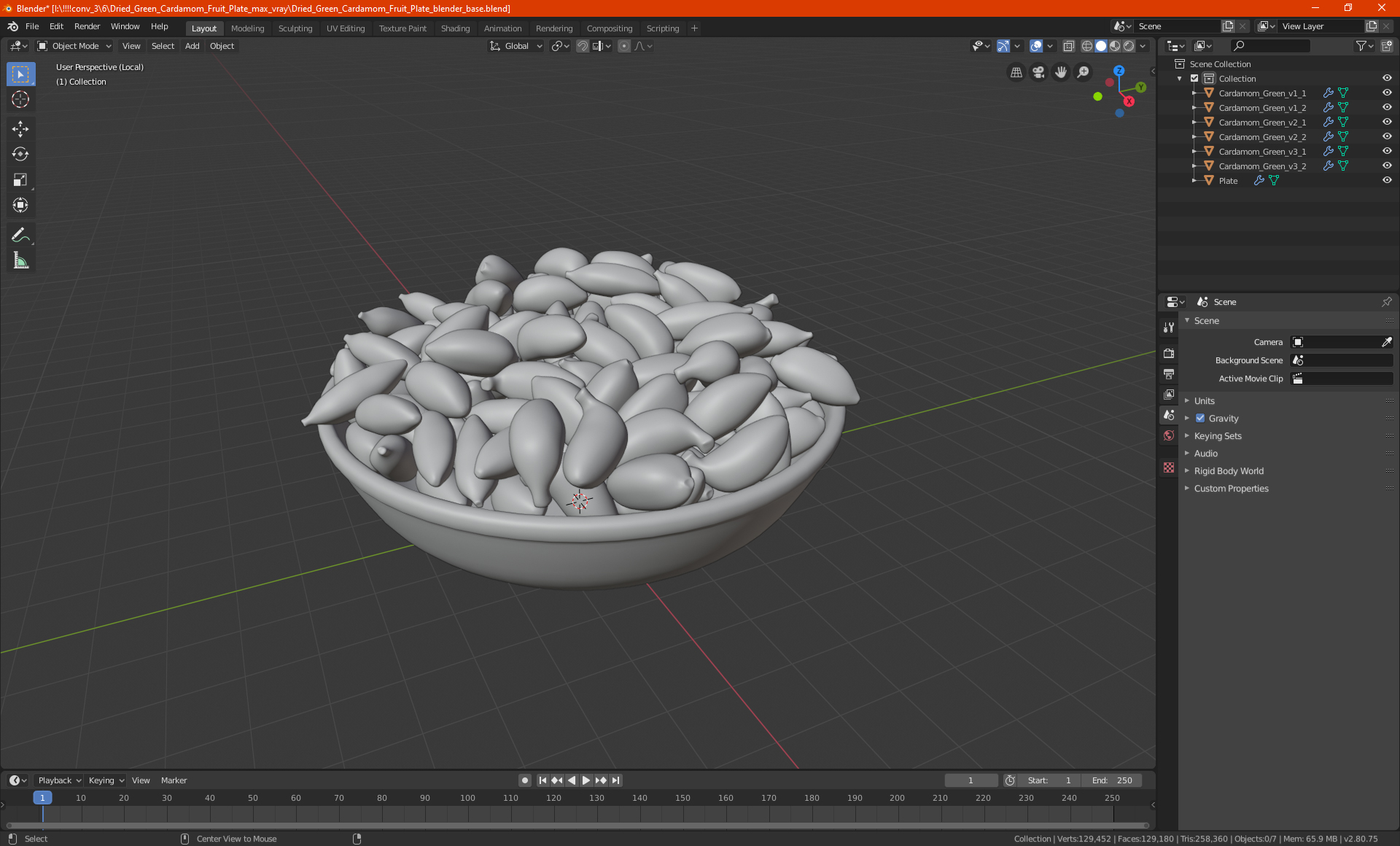 Dried Green Cardamom Fruit Plate 3D