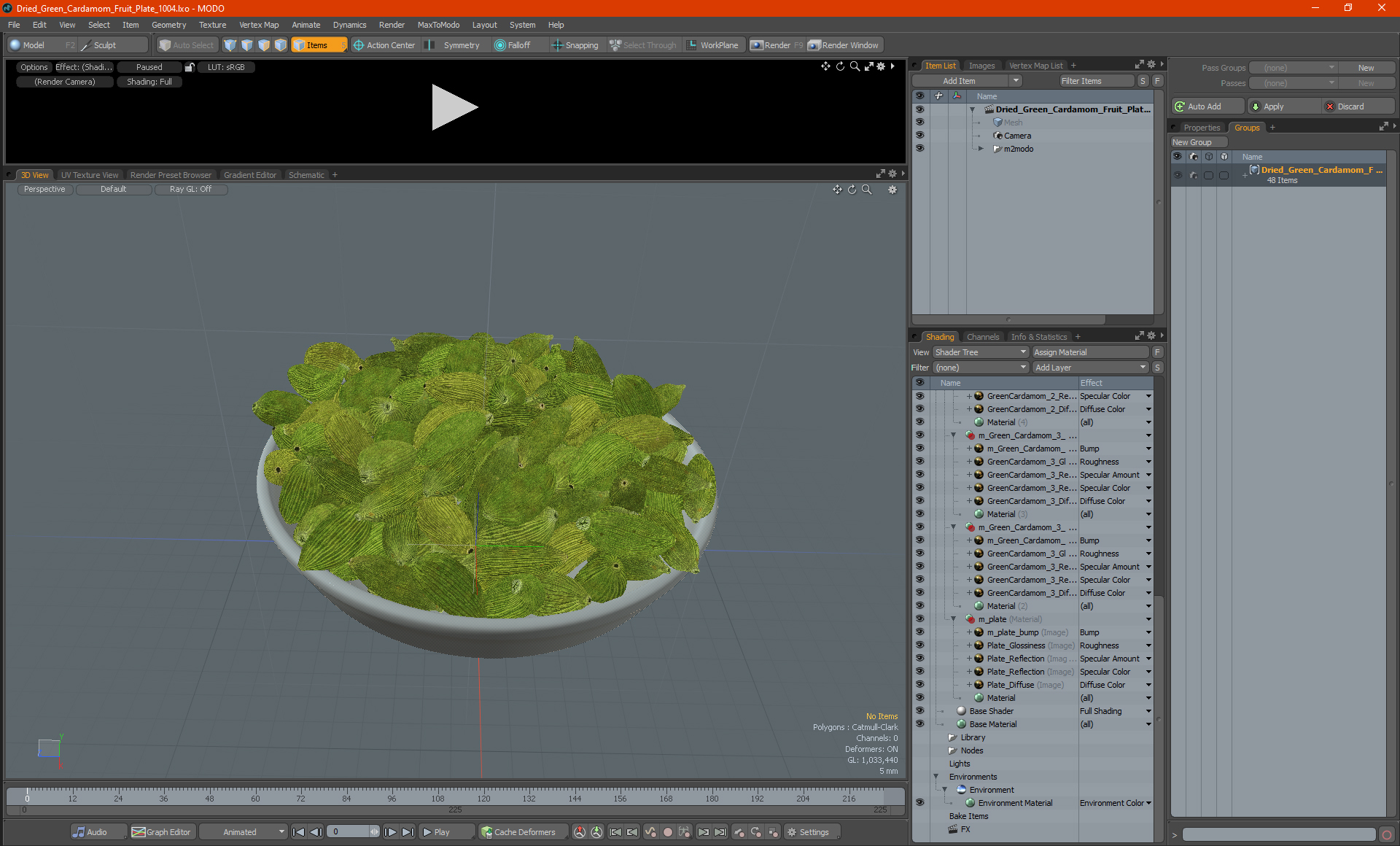 Dried Green Cardamom Fruit Plate 3D