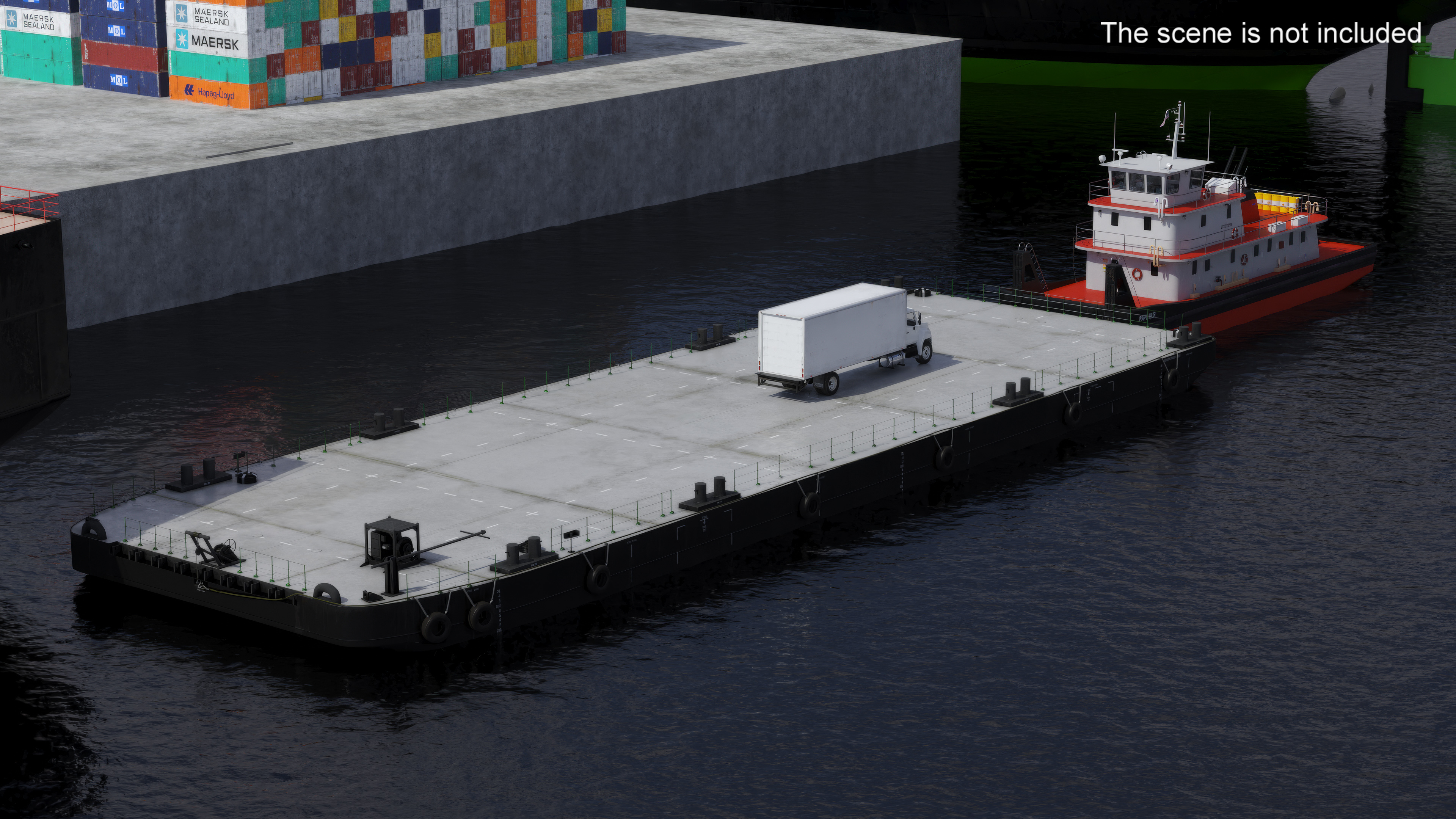 3D Industrial Flat Deck Barge