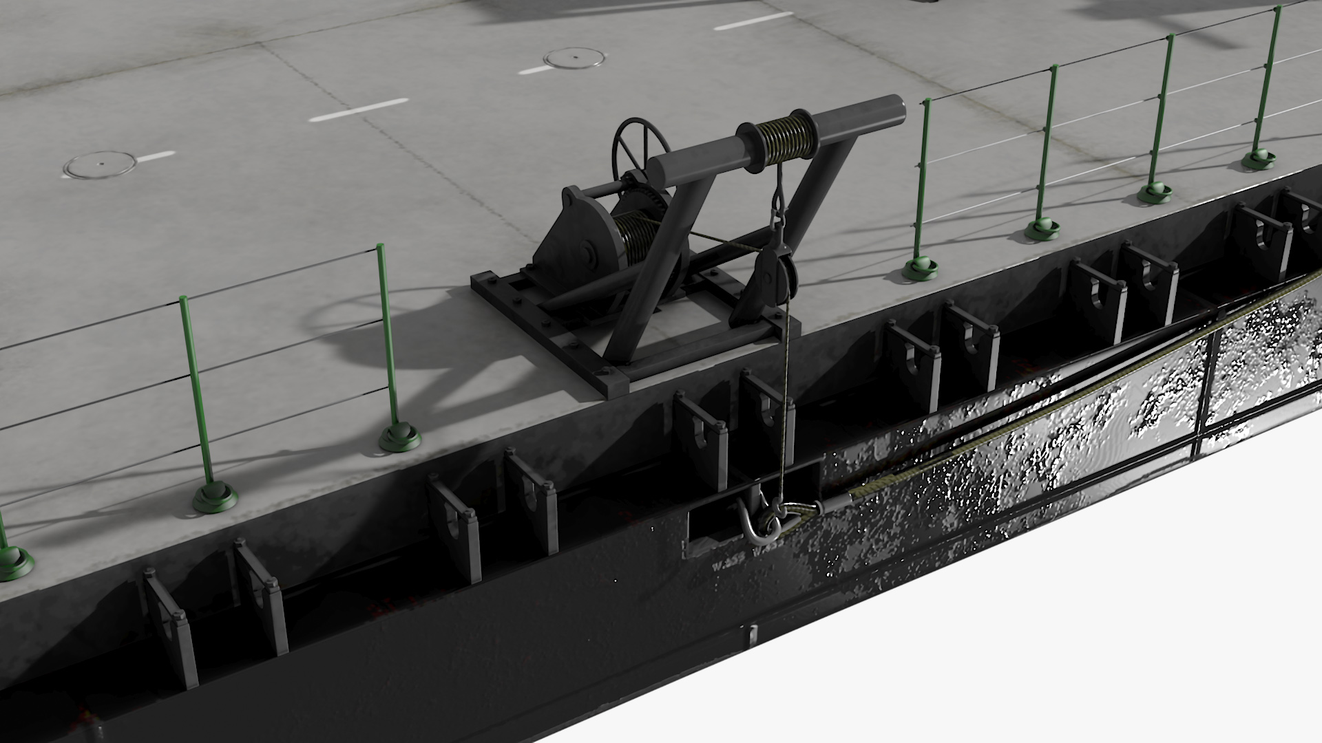 3D Industrial Flat Deck Barge