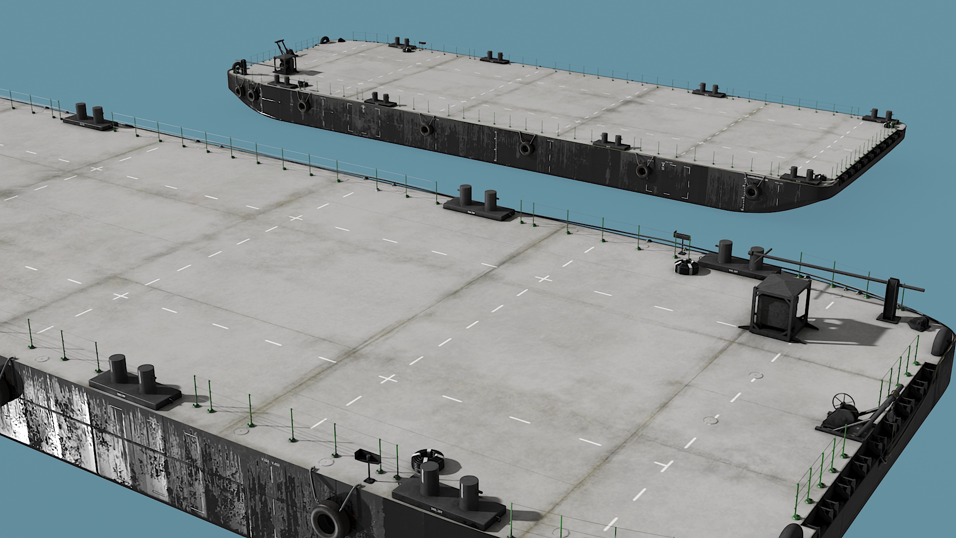 3D Industrial Flat Deck Barge