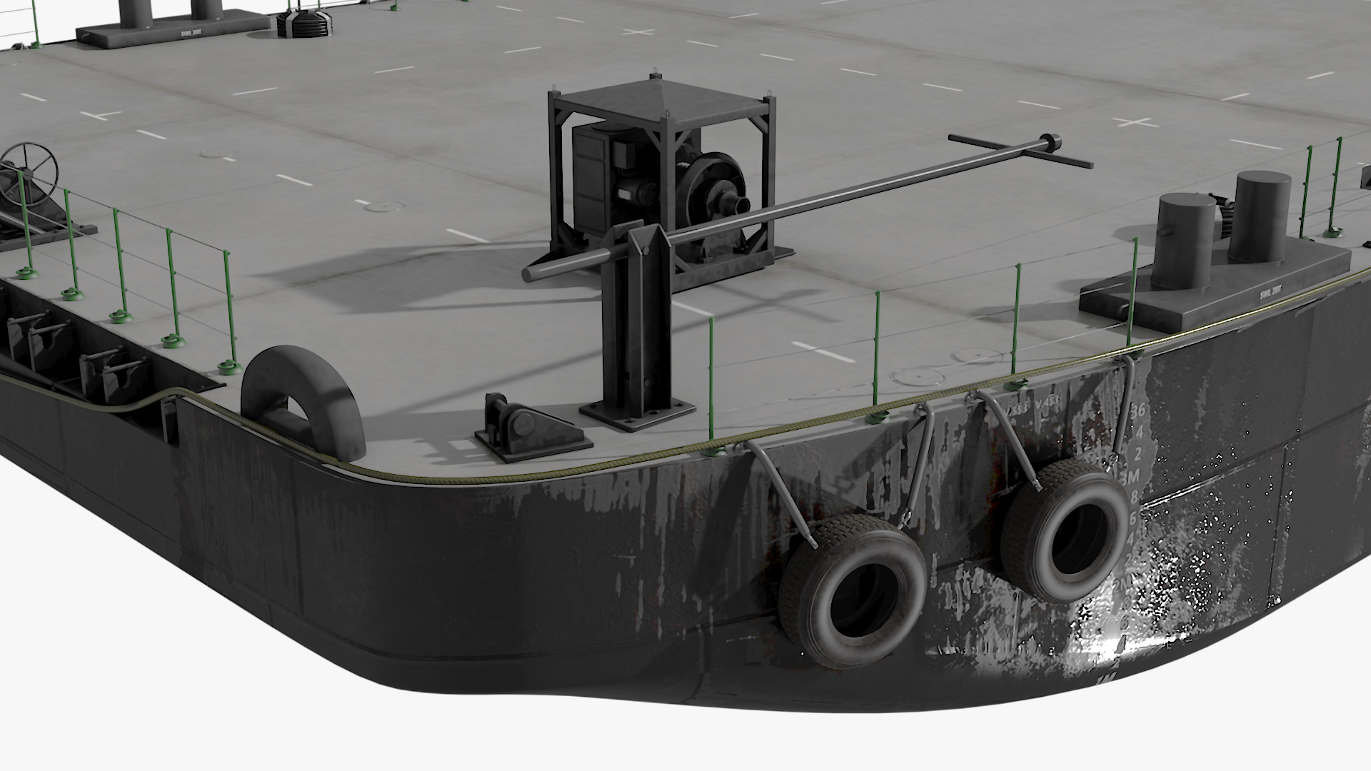 3D Industrial Flat Deck Barge