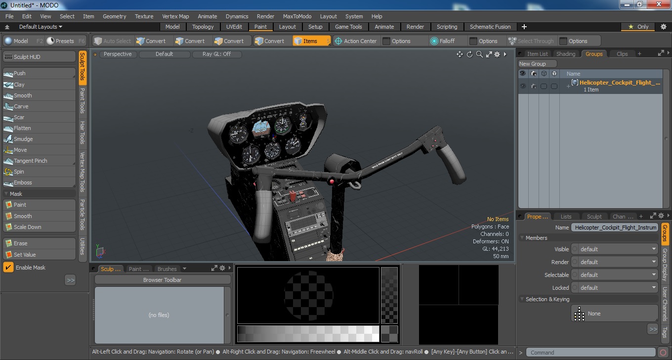 Helicopter Cockpit Flight Instrument Panel 3D
