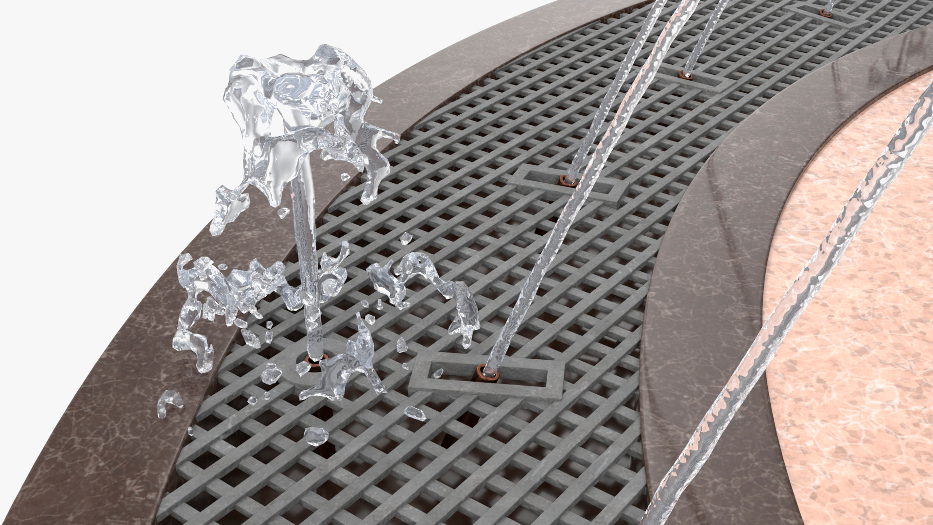 Designer Dry Fountain Round 3D