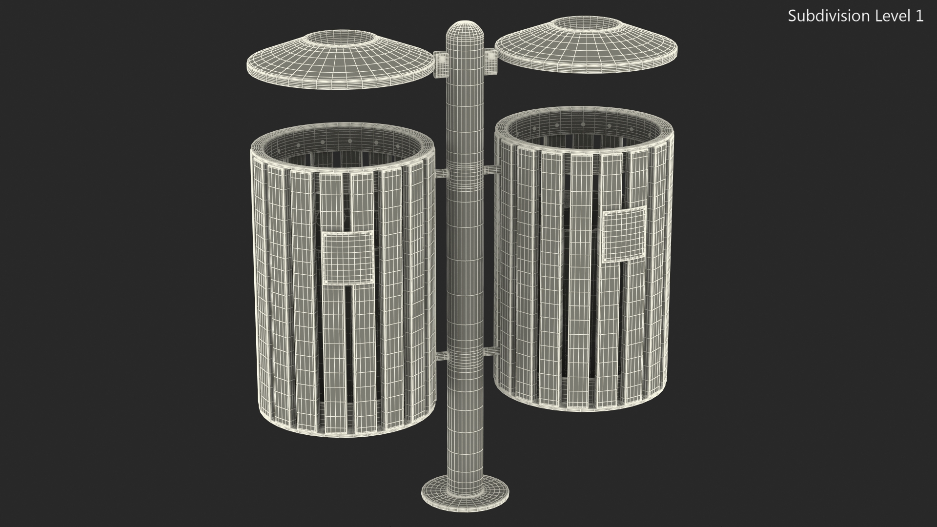 3D model Outdoor Dual Round Trash and Recycle Bin
