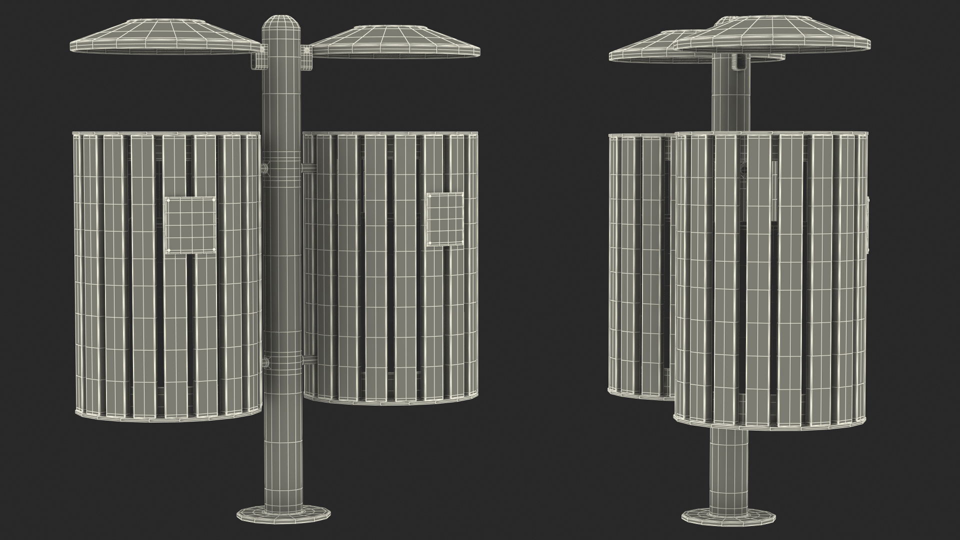 3D model Outdoor Dual Round Trash and Recycle Bin