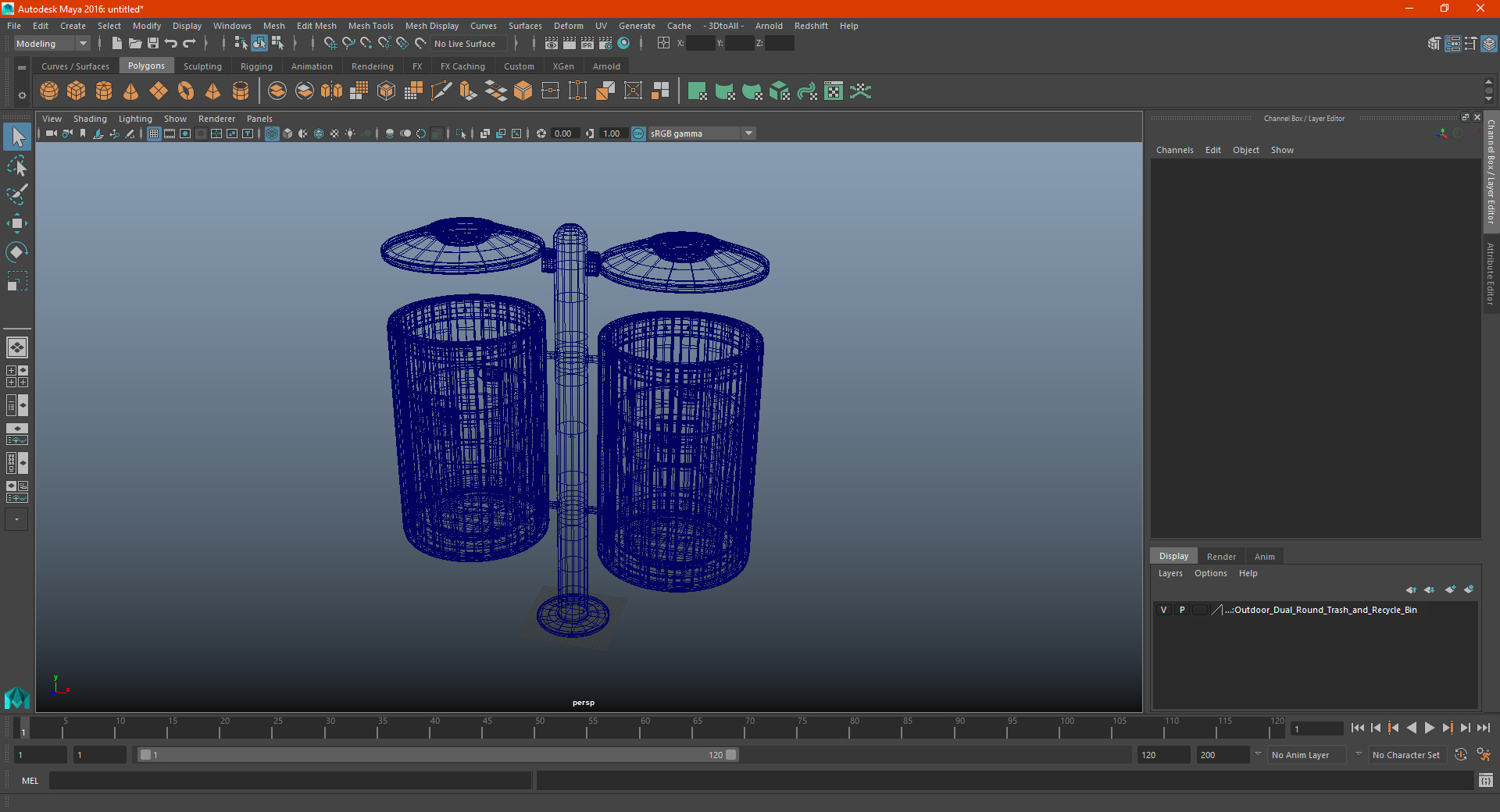 3D model Outdoor Dual Round Trash and Recycle Bin