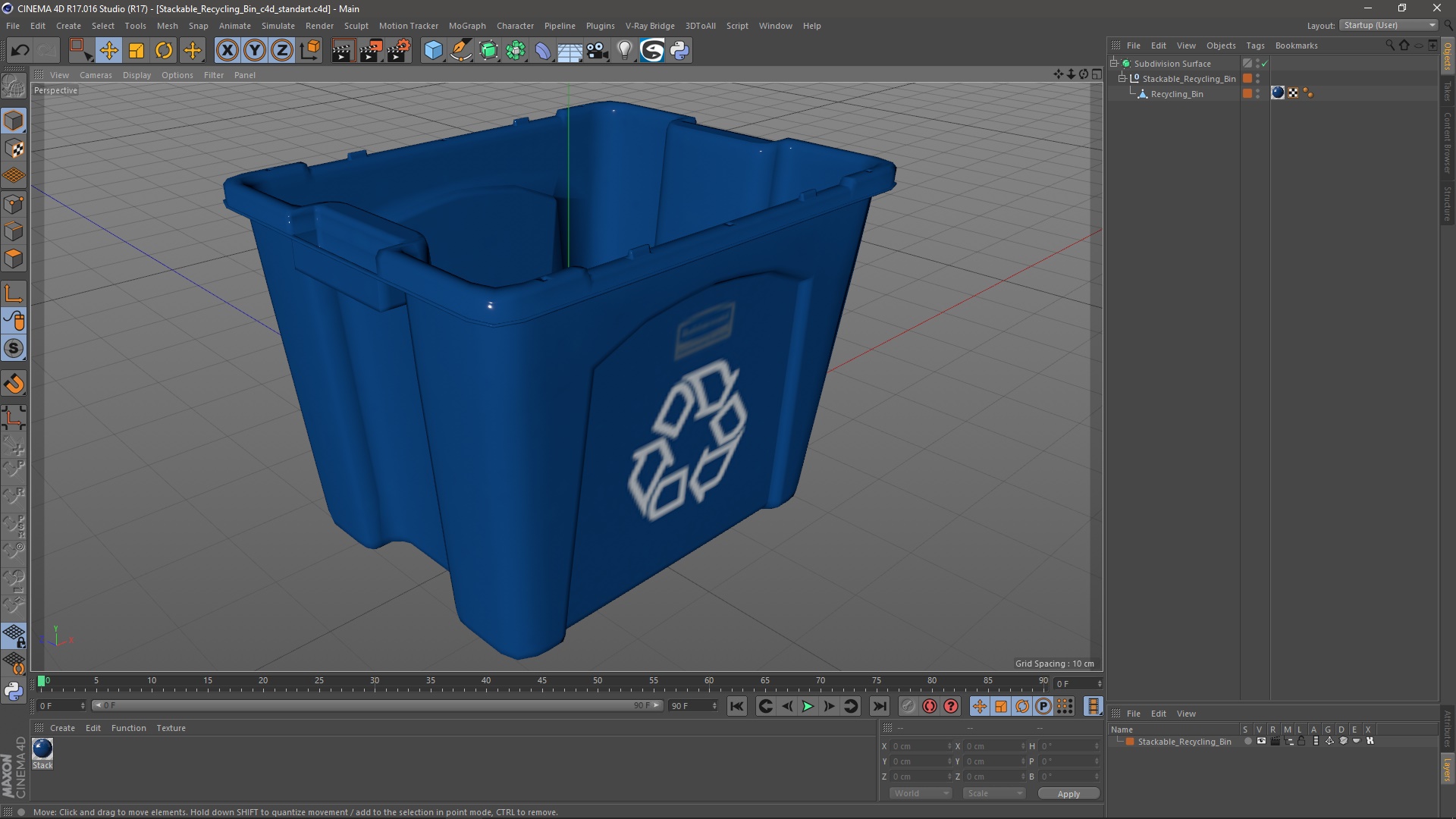 3D Stackable Recycling Bin model