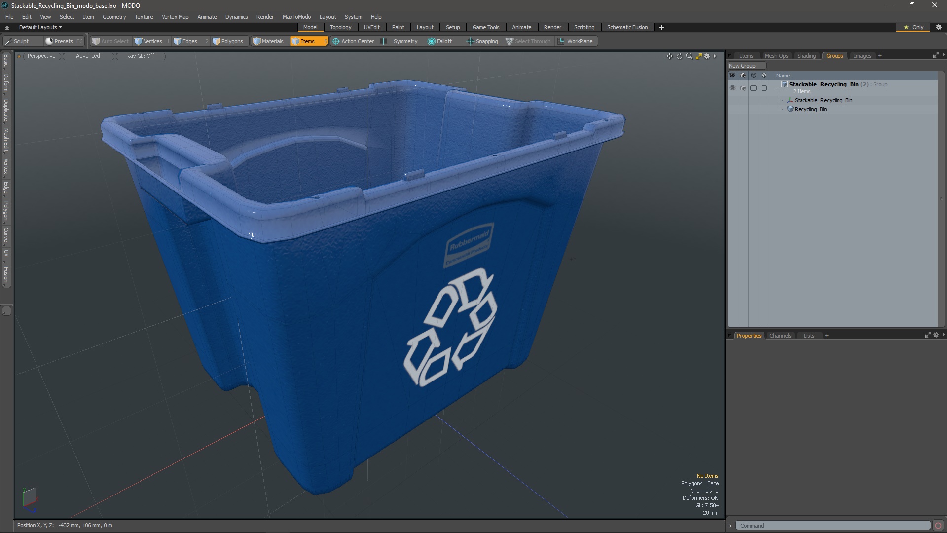 3D Stackable Recycling Bin model