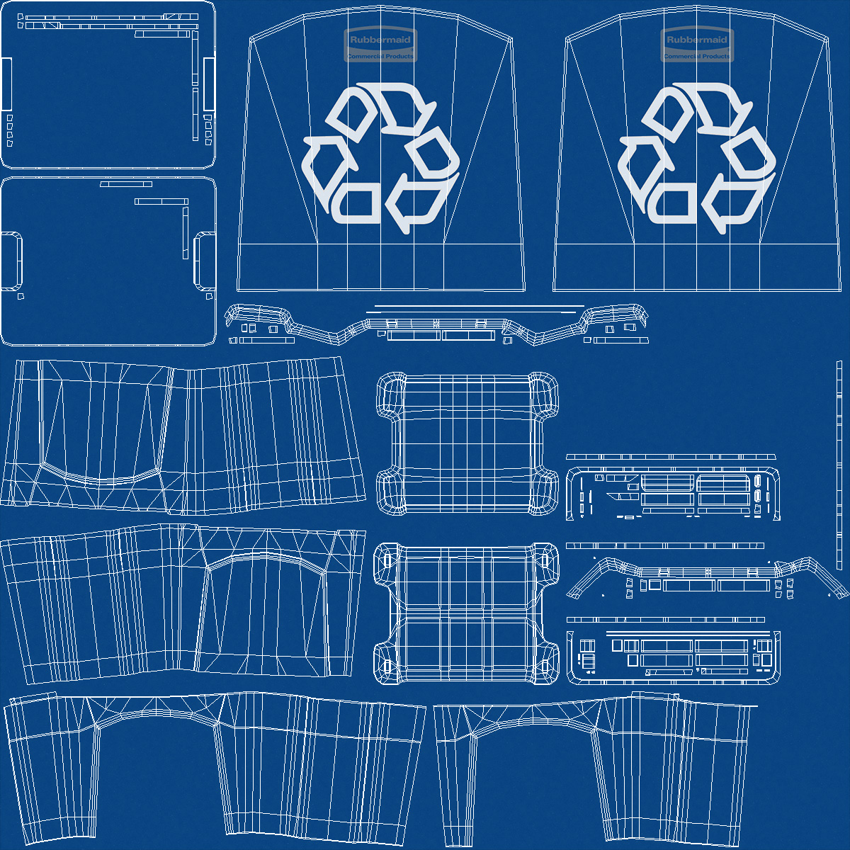 3D Stackable Recycling Bin model