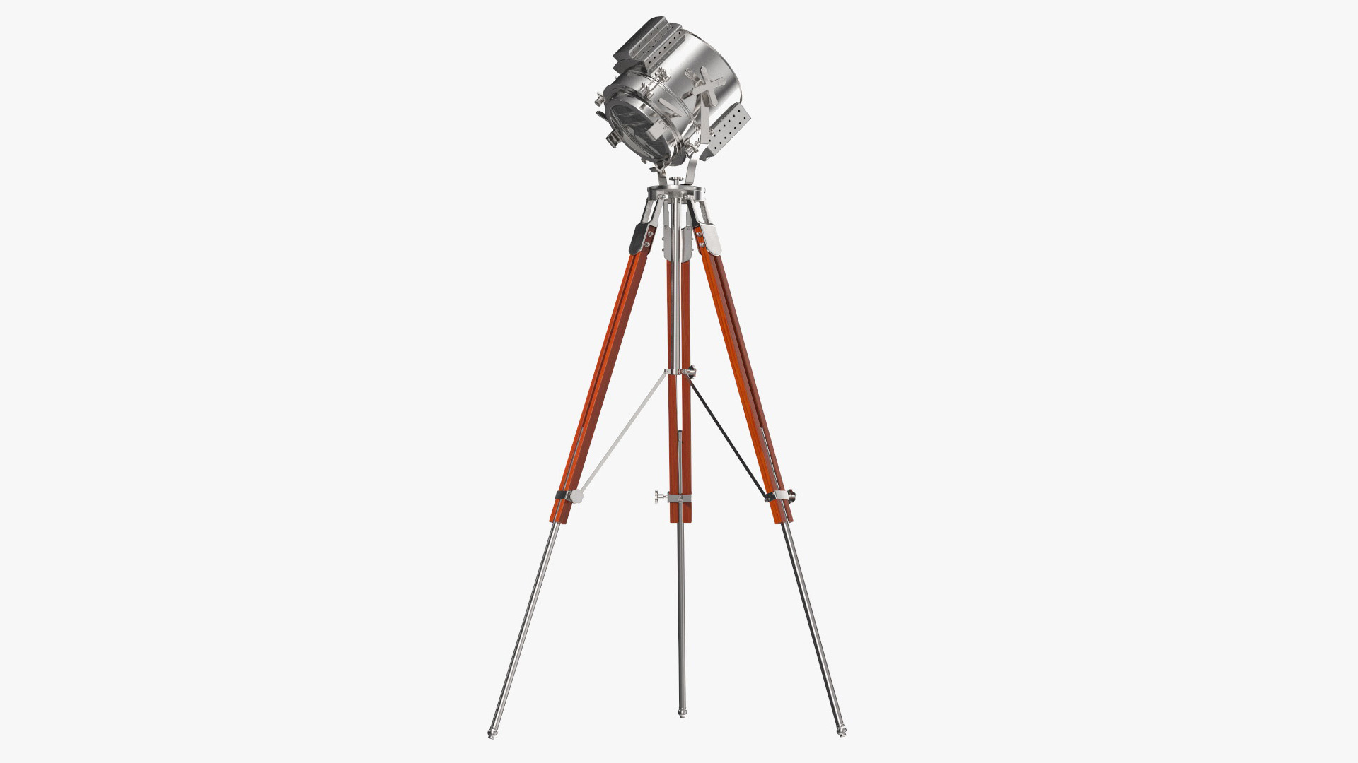 Retro Searchlight Lamp Wooden Tripod Rigged for Cinema 4D 3D