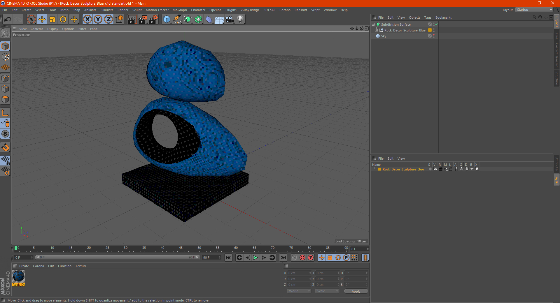 3D model Rock Decor Sculpture Blue