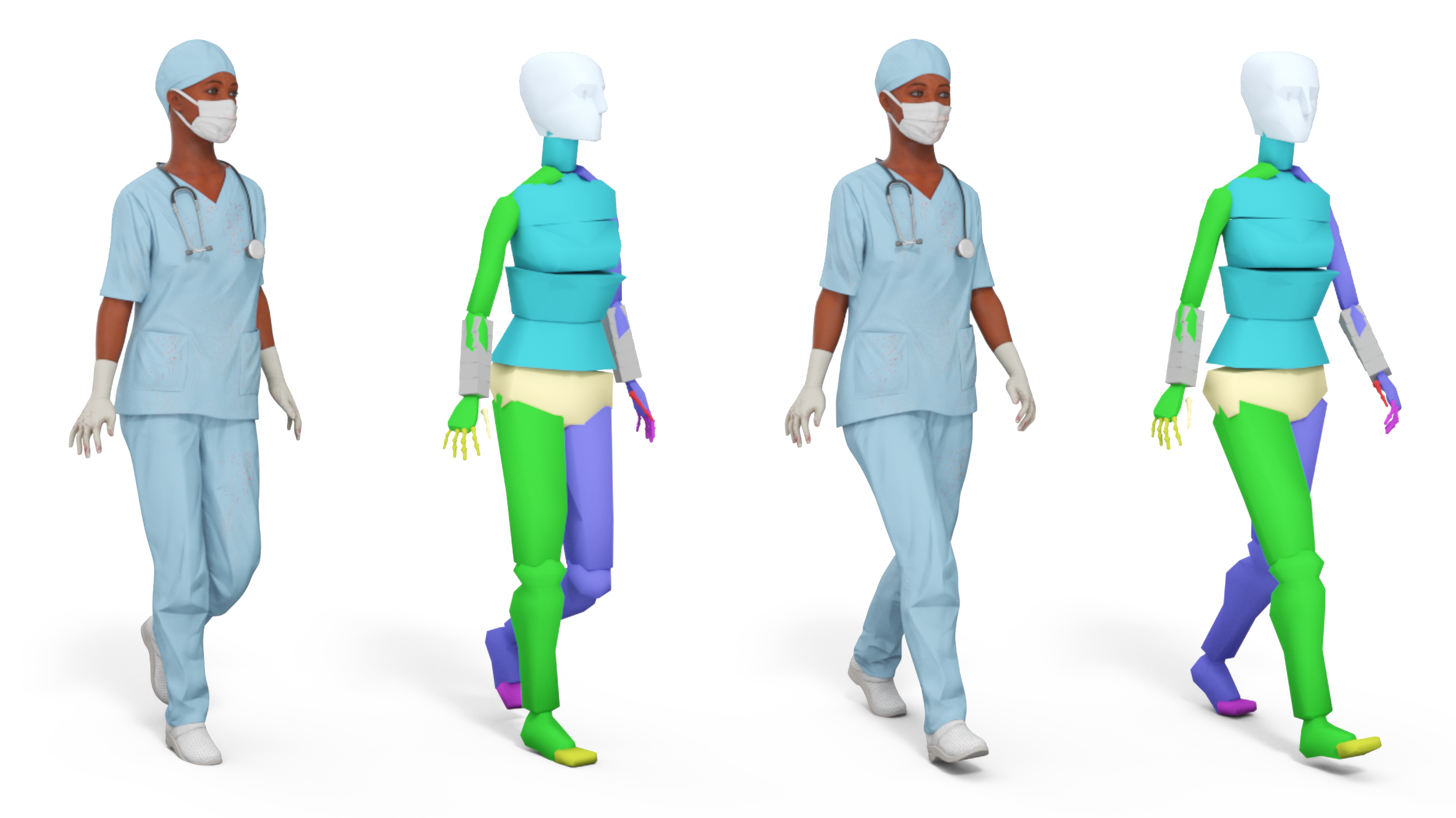 3D Female Nurse with Stethoscope and Surgical Mask Rigged for Maya model
