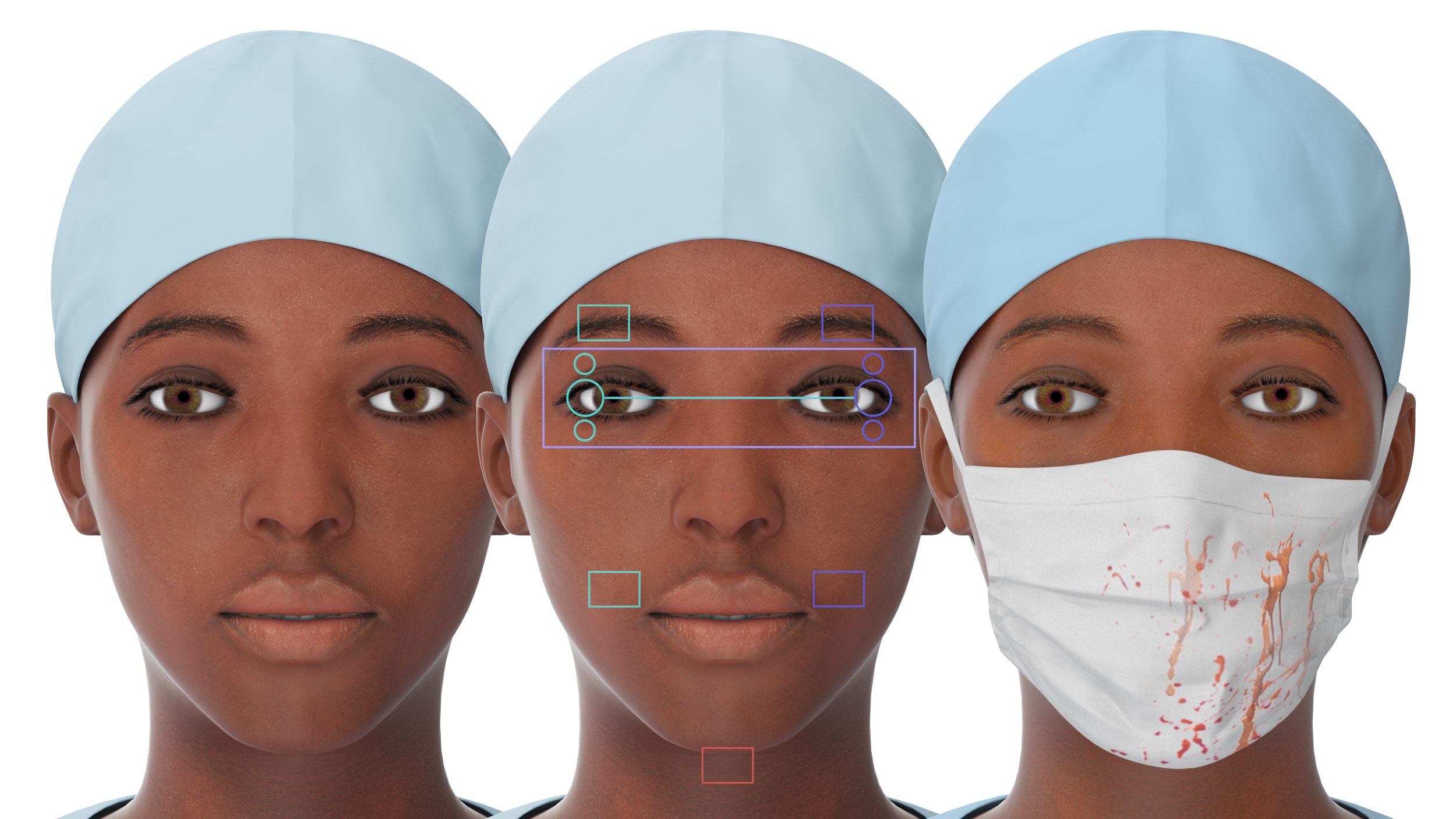 3D Female Nurse with Stethoscope and Surgical Mask Rigged for Maya model