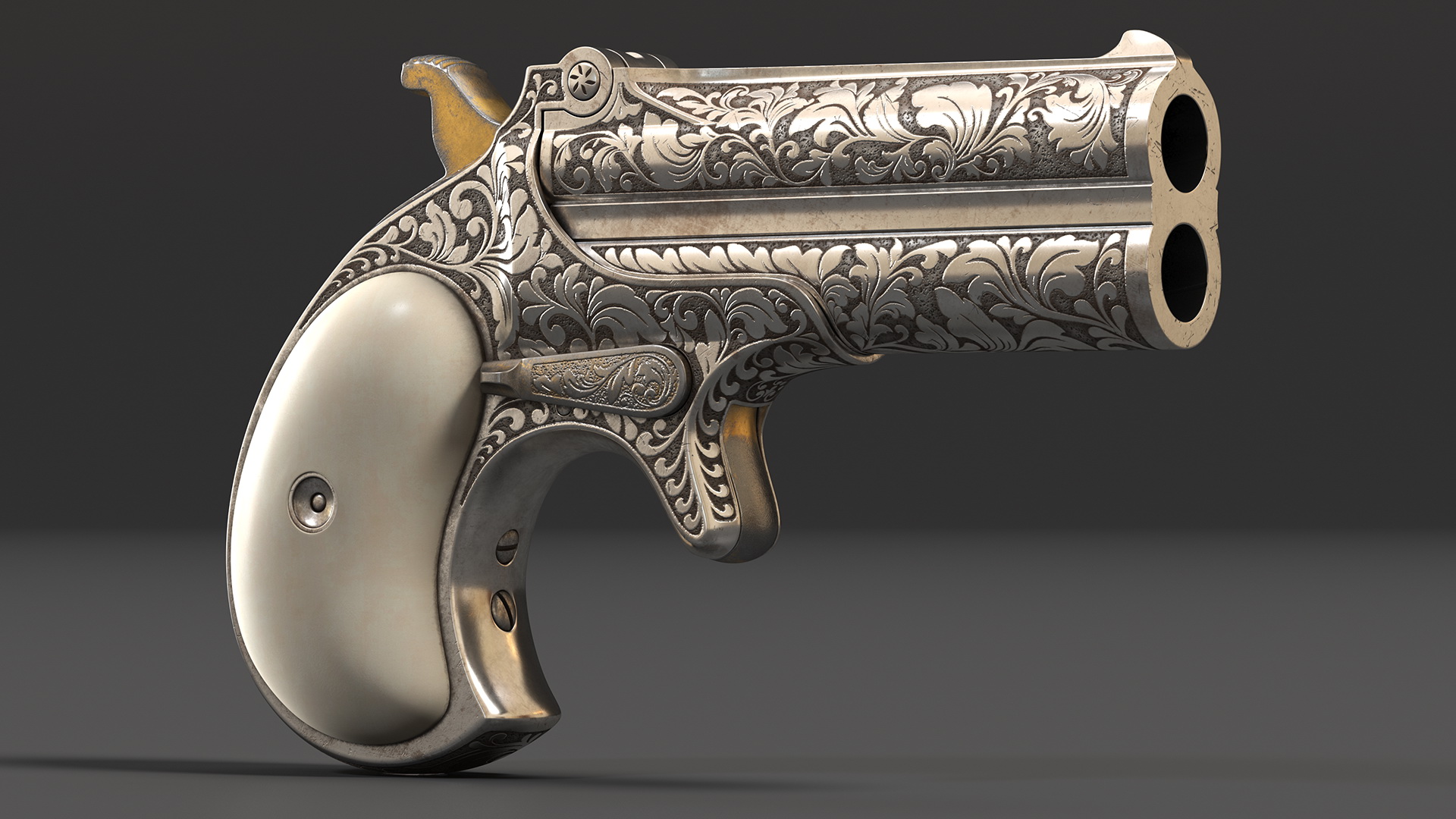 3D Engraved Remington Model 95 Double Deringer model