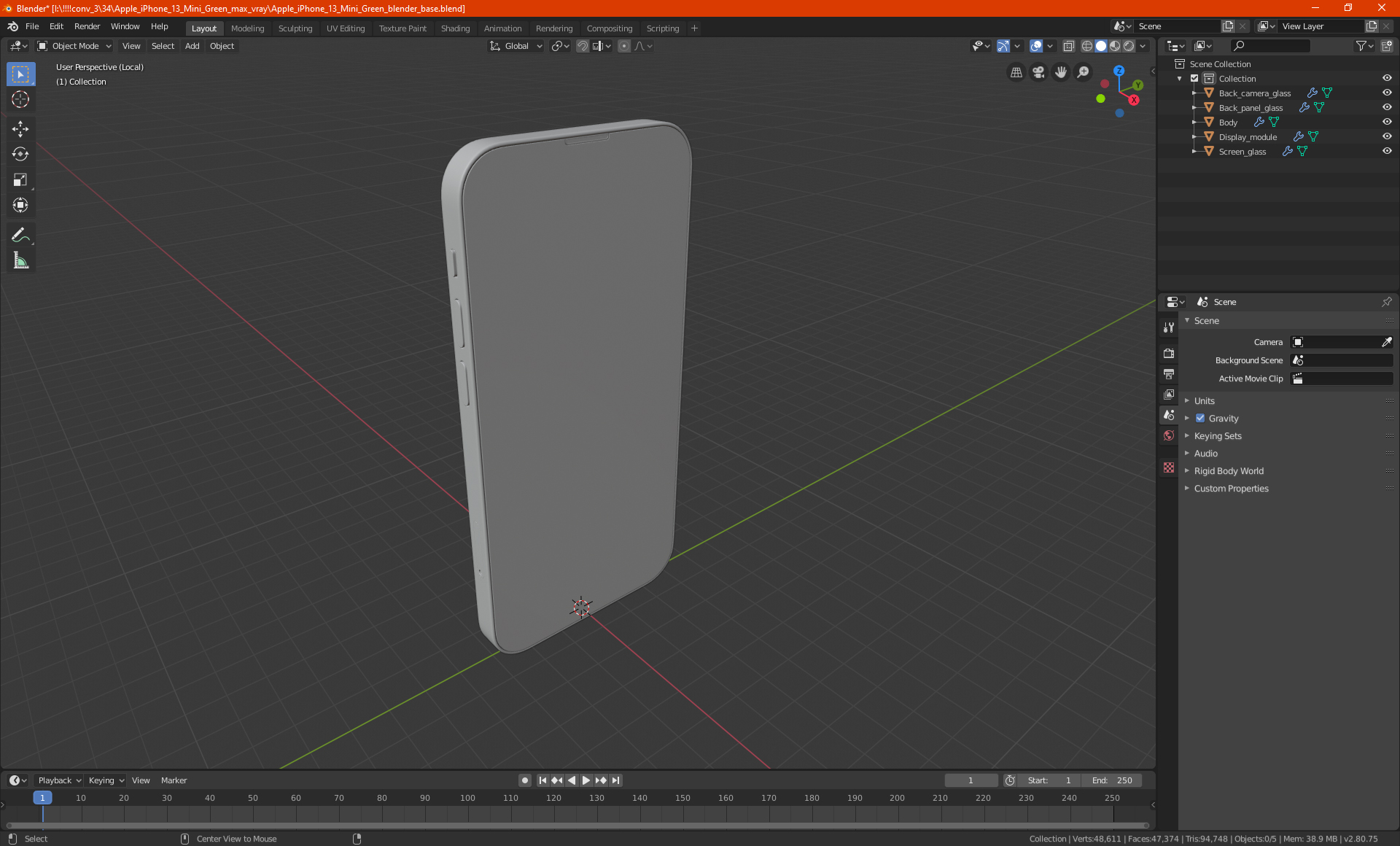 3D Apple iPhone 13 Mini Green